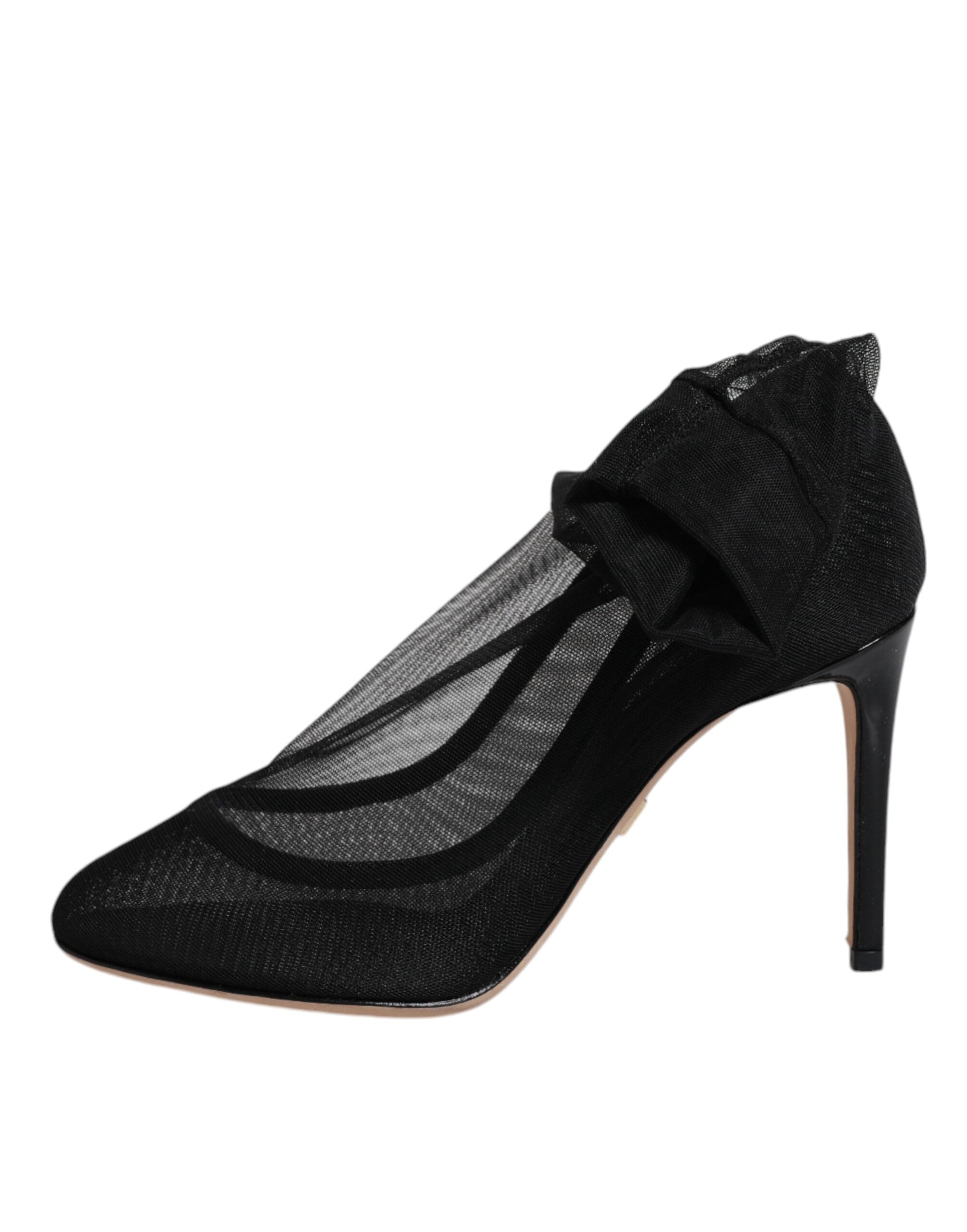 Dolce & Gabbana Black Nylon Mesh Sock Style Boots Women's Shoes