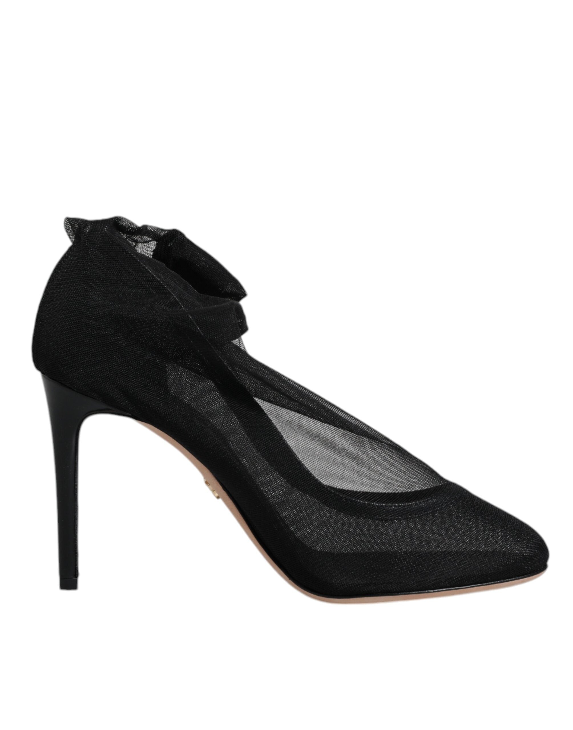 Dolce & Gabbana Black Nylon Mesh Sock Style Boots Women's Shoes