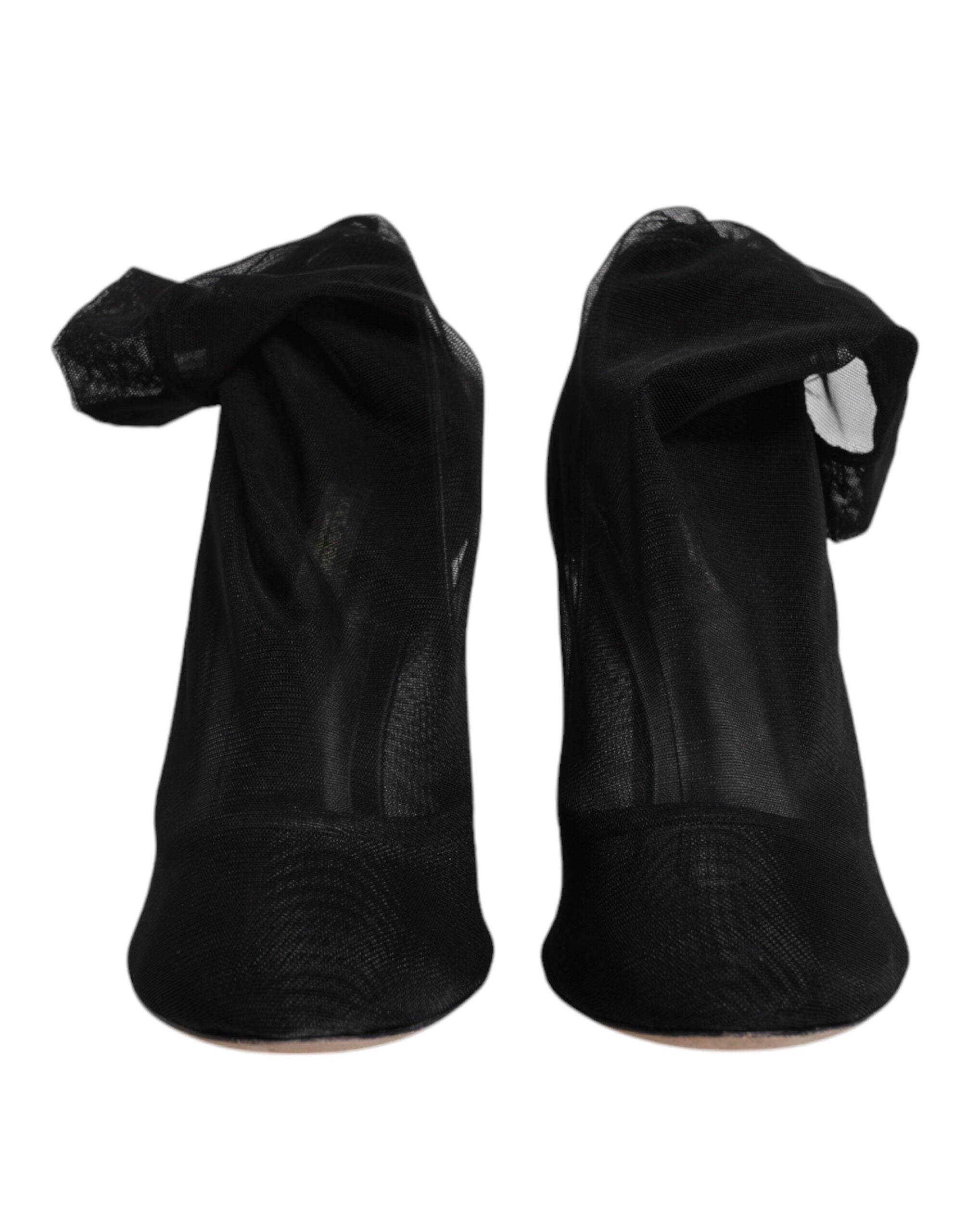 Dolce & Gabbana Black Nylon Mesh Sock Style Boots Women's Shoes (Pre-Owned)