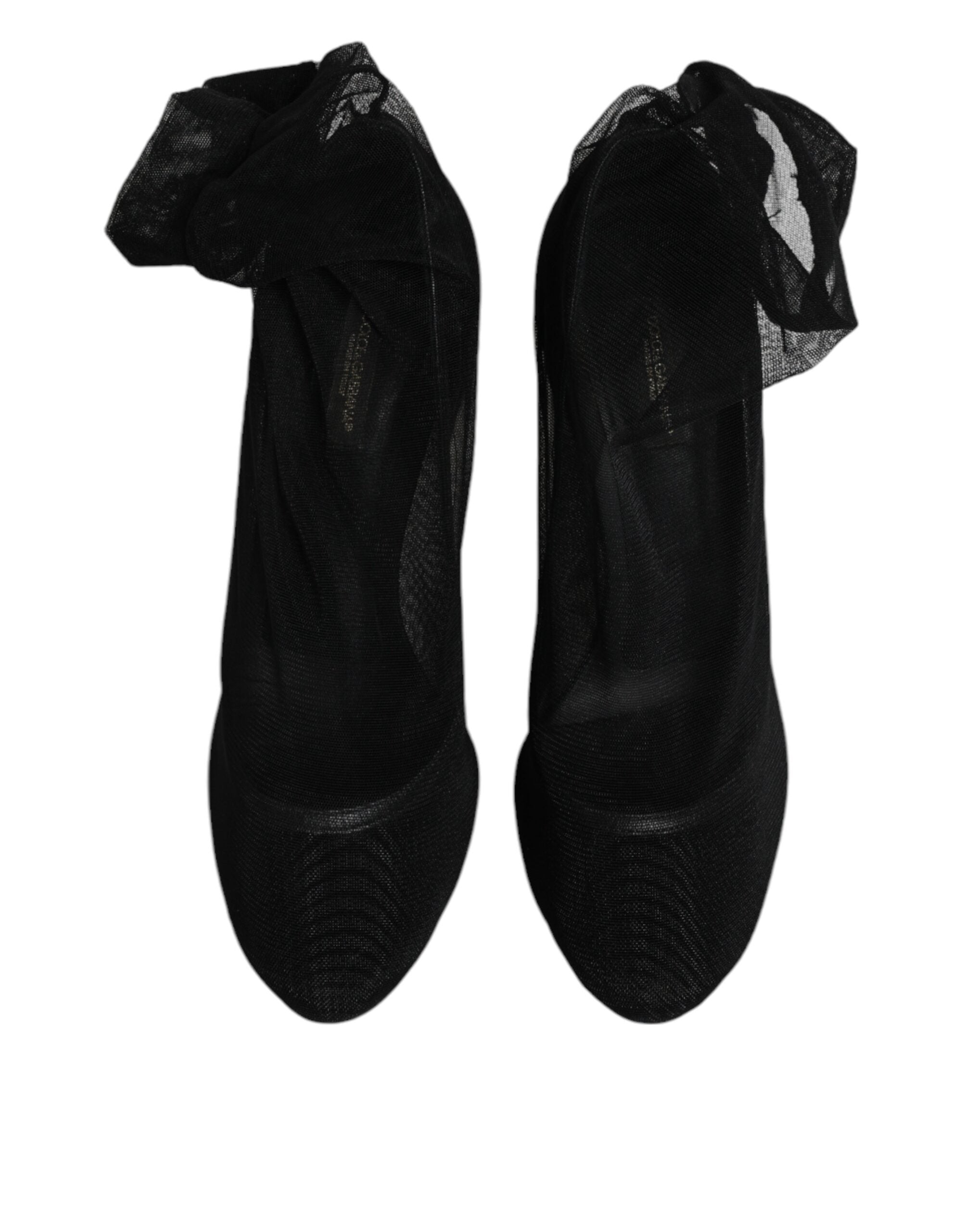 Dolce & Gabbana Black Nylon Mesh Sock Style Boots Women's Shoes (Pre-Owned)