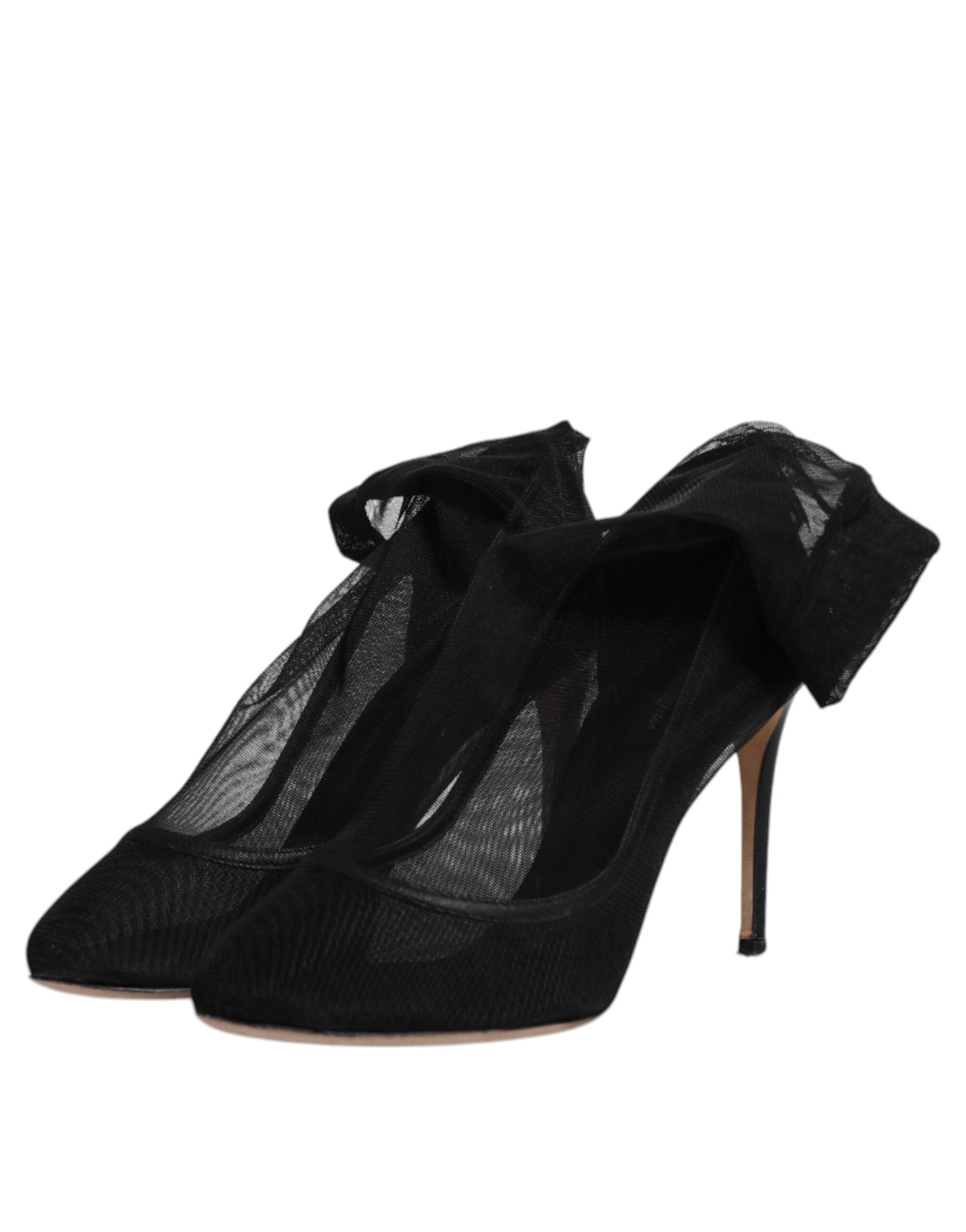 Dolce & Gabbana Black Nylon Mesh Sock Style Boots Women's Shoes (Pre-Owned)