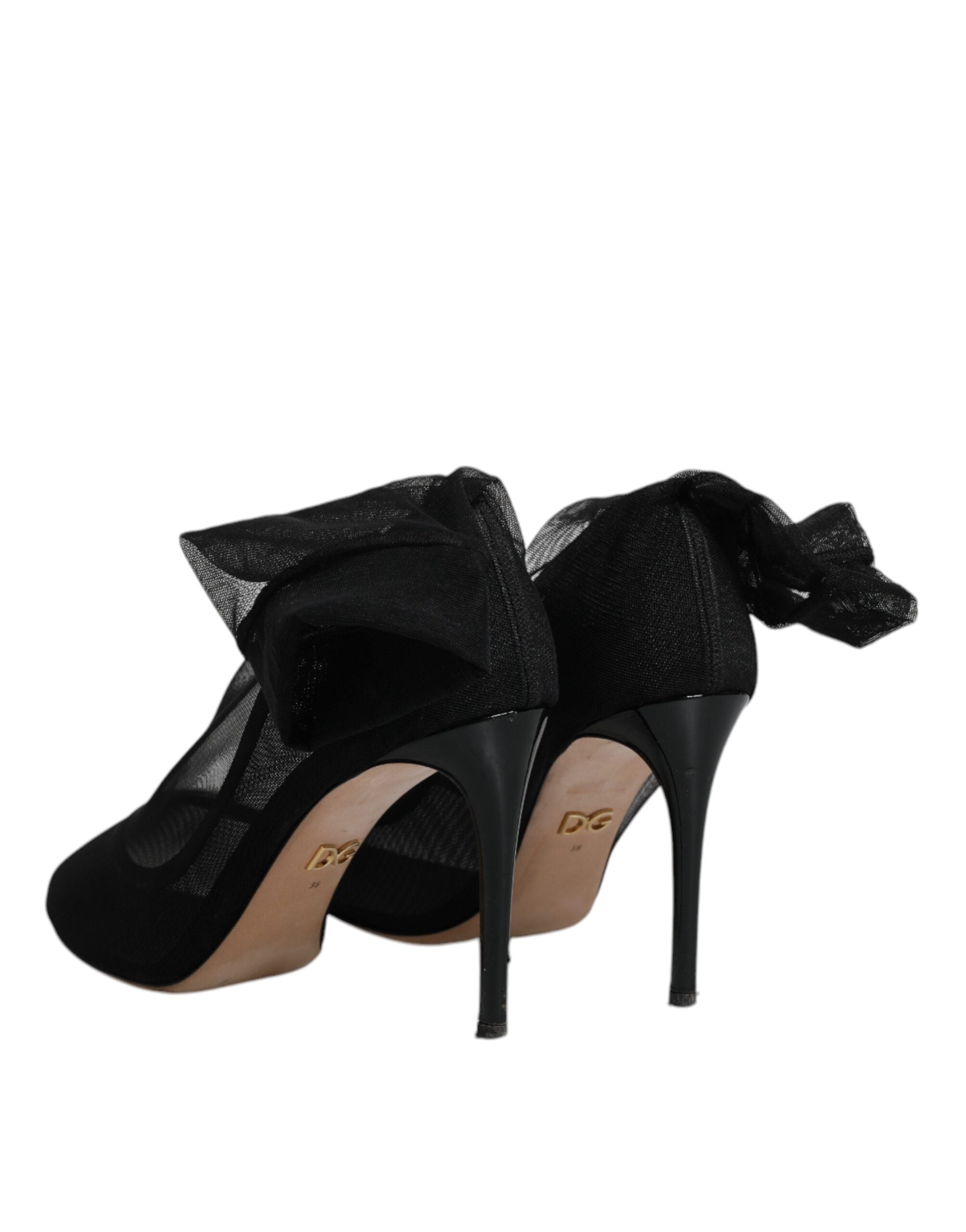 Dolce & Gabbana Black Nylon Mesh Sock Style Boots Women's Shoes (Pre-Owned)