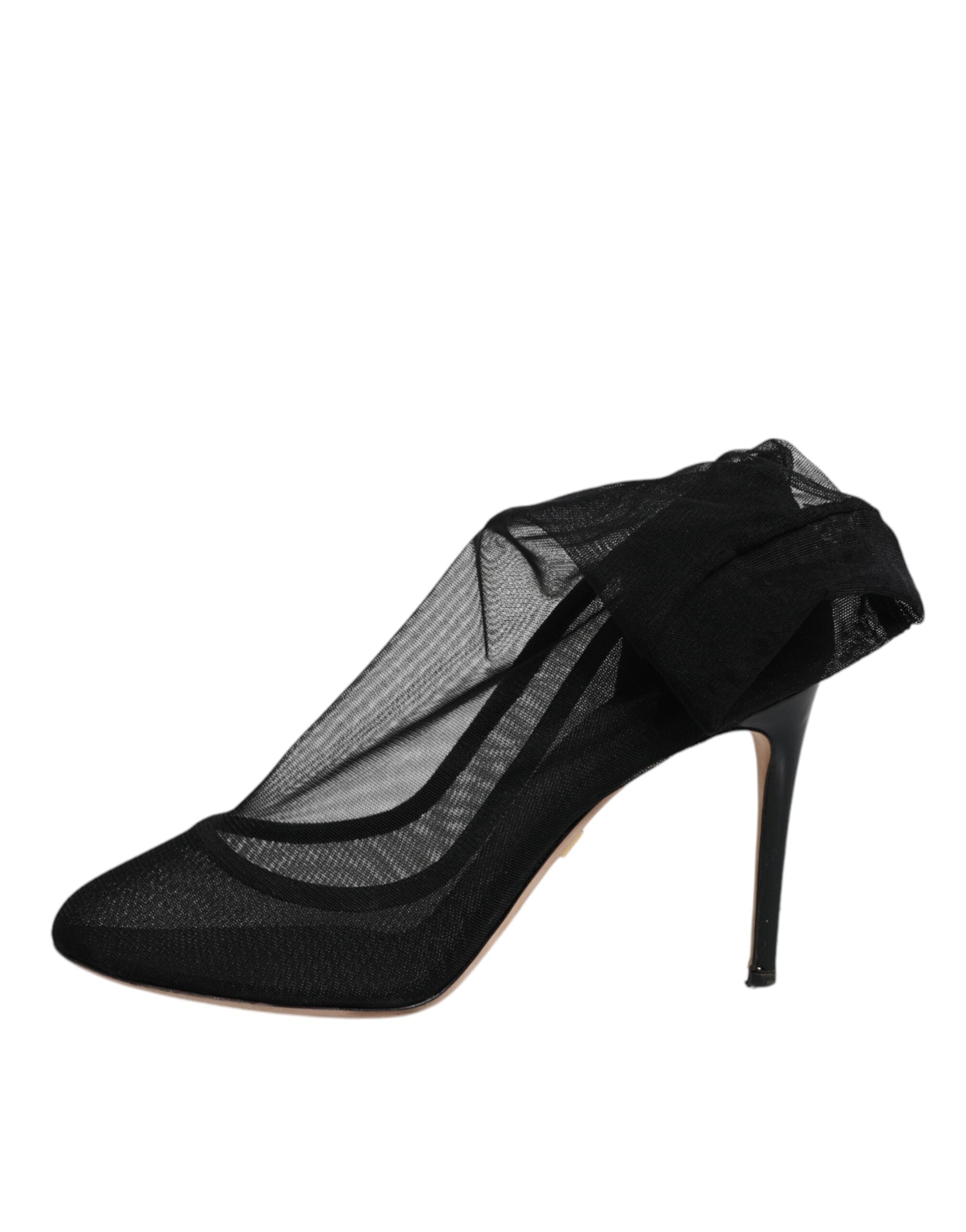 Dolce & Gabbana Black Nylon Mesh Sock Style Boots Women's Shoes (Pre-Owned)