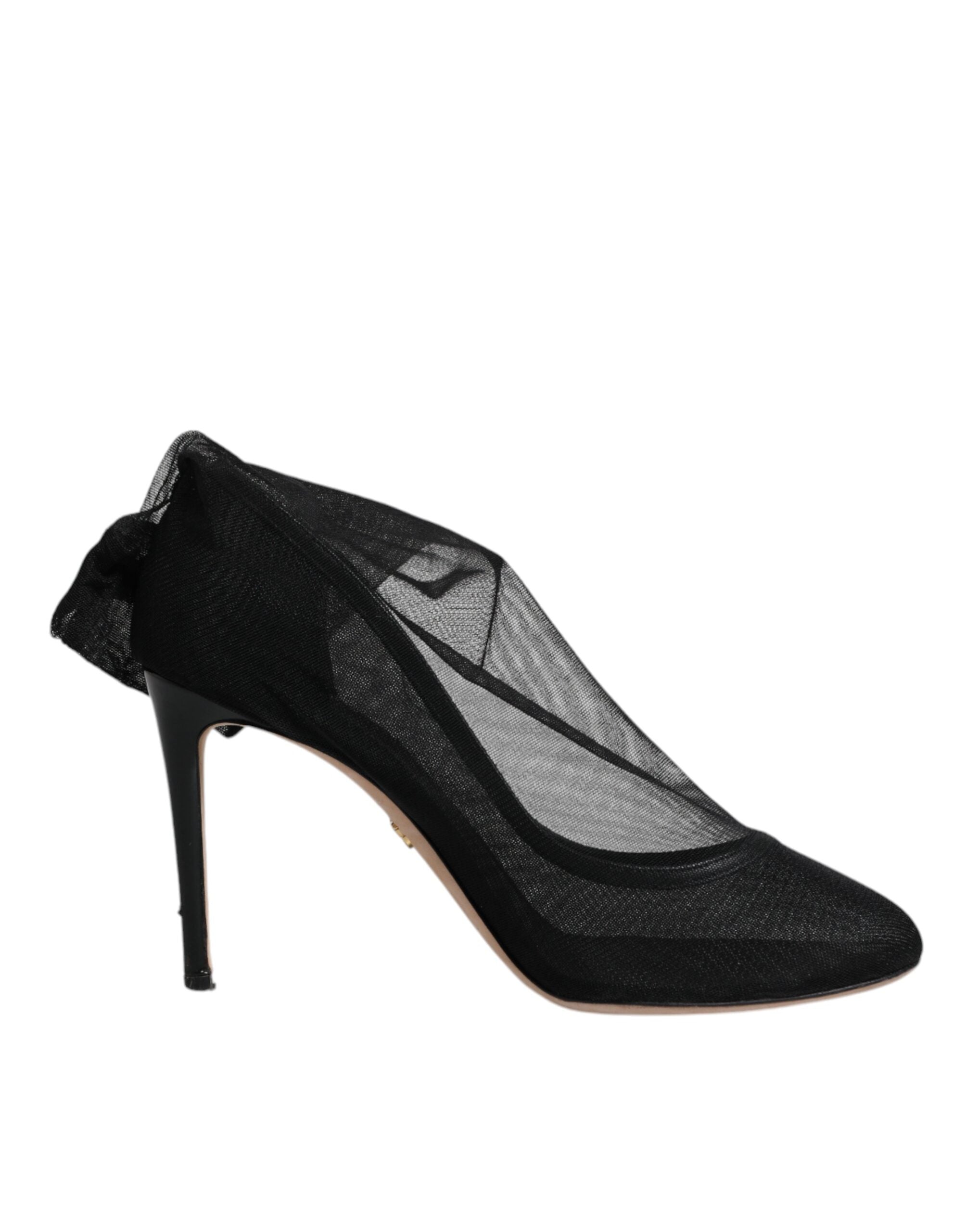 Dolce & Gabbana Black Nylon Mesh Sock Style Boots Women's Shoes (Pre-Owned)