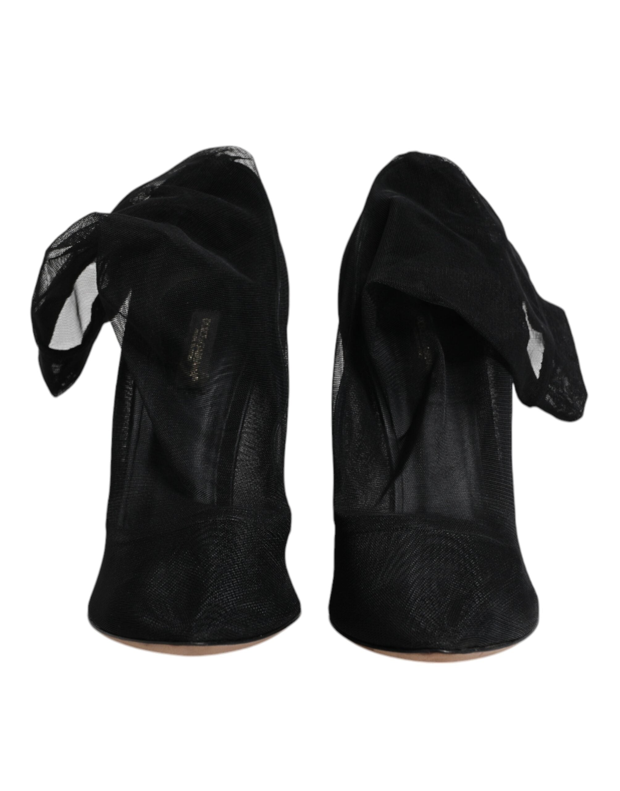 Dolce & Gabbana Black Nylon Mesh Sock Style Boots Women's Shoes (Pre-Owned)