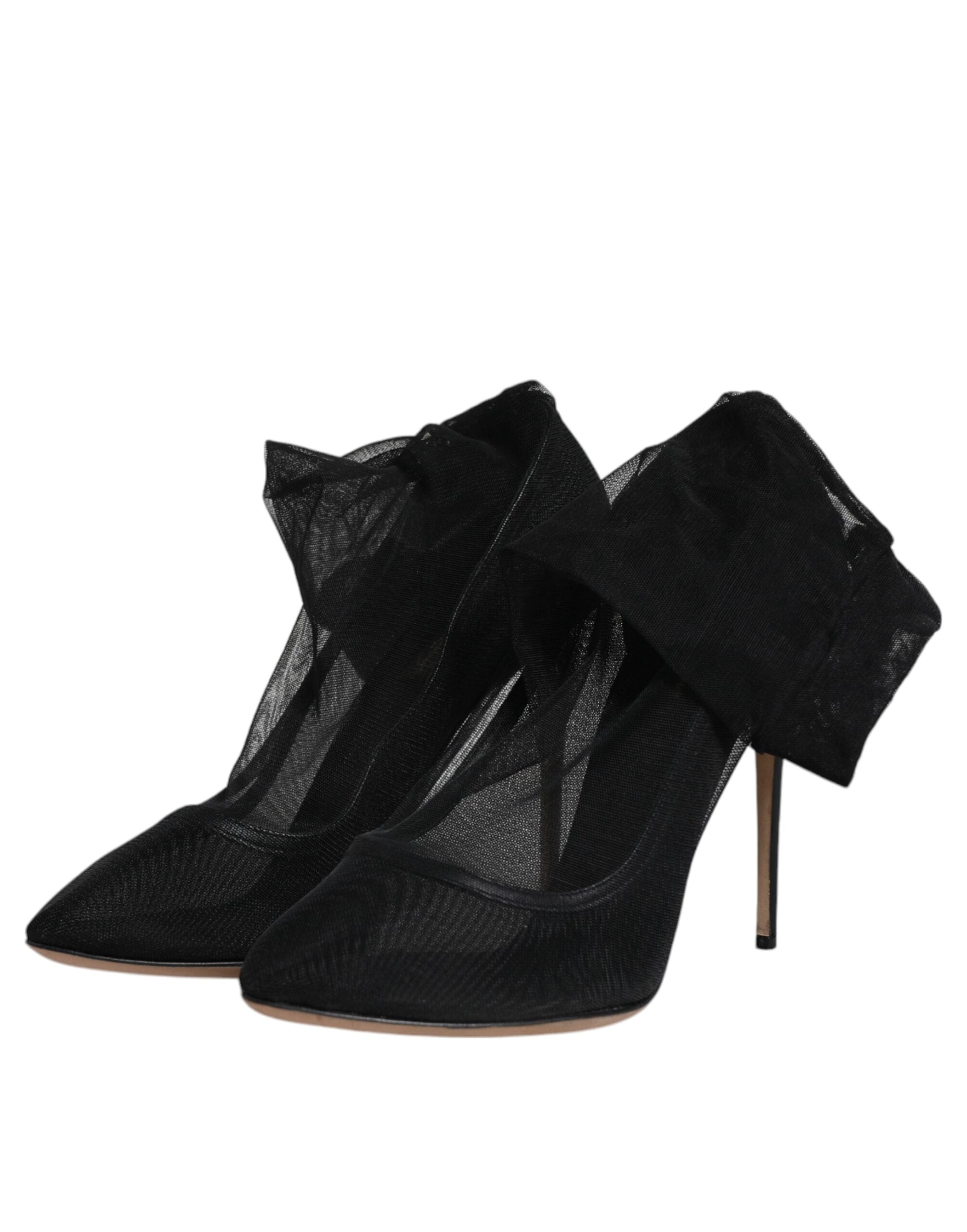 Dolce & Gabbana Black Nylon Mesh Sock Style Boots Women's Shoes (Pre-Owned)
