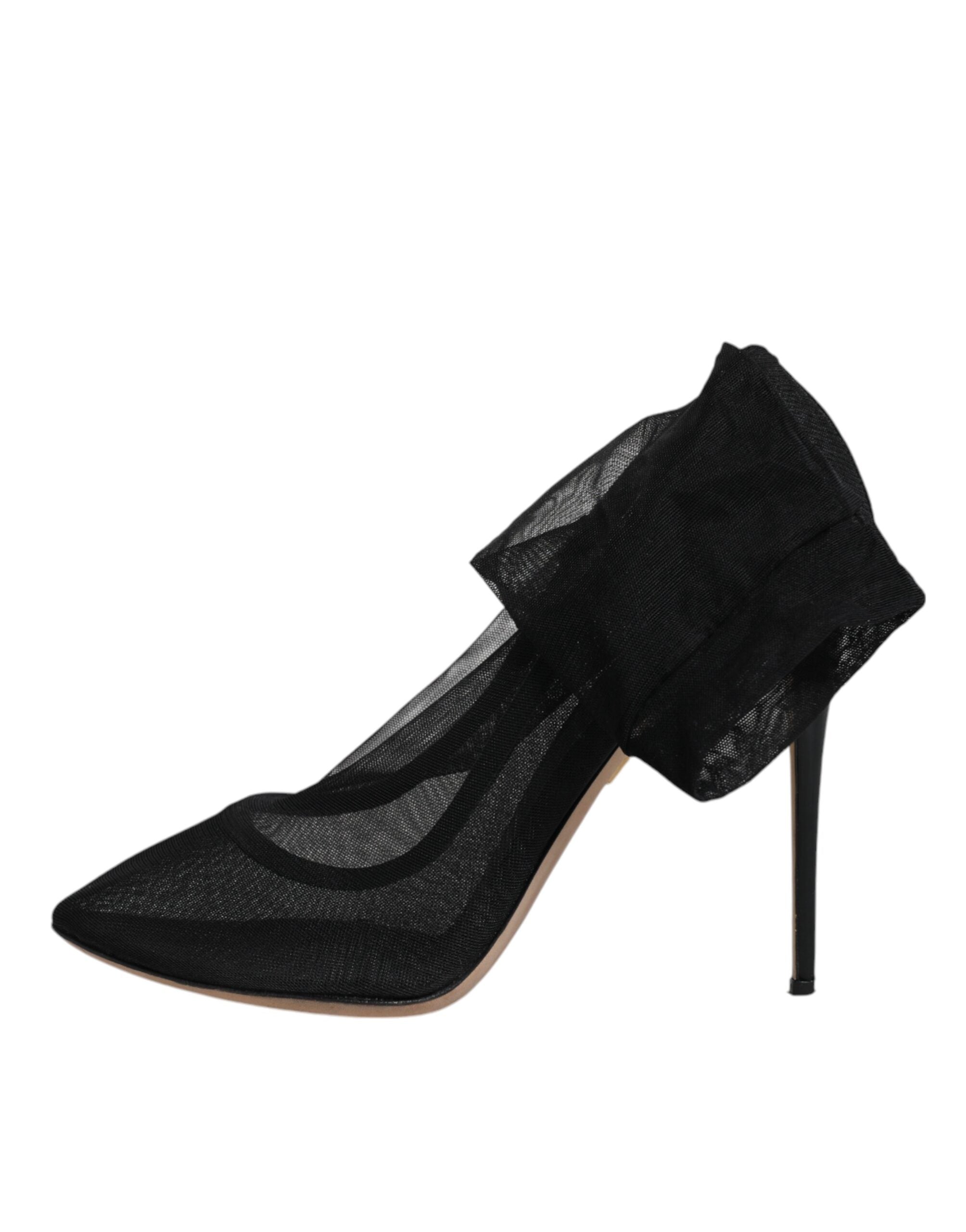 Dolce & Gabbana Black Nylon Mesh Sock Style Boots Women's Shoes (Pre-Owned)
