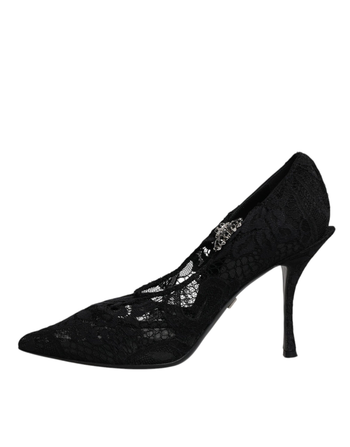 Dolce & Gabbana Black Lace Crystals Mary Jane Pumps Women's Shoes