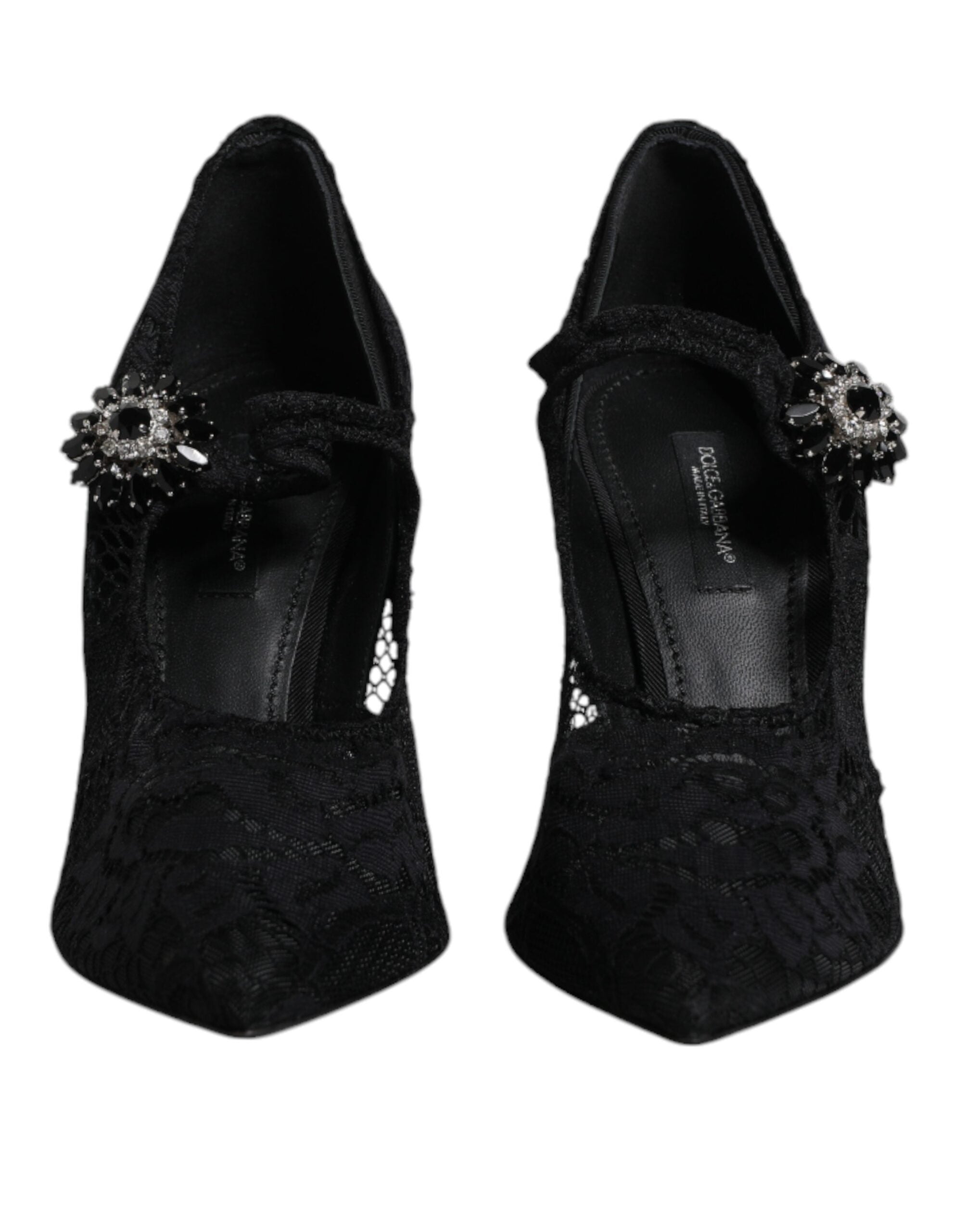 Dolce & Gabbana Black Lace Crystals Mary Jane Pumps Women's Shoes (Pre-Owned)