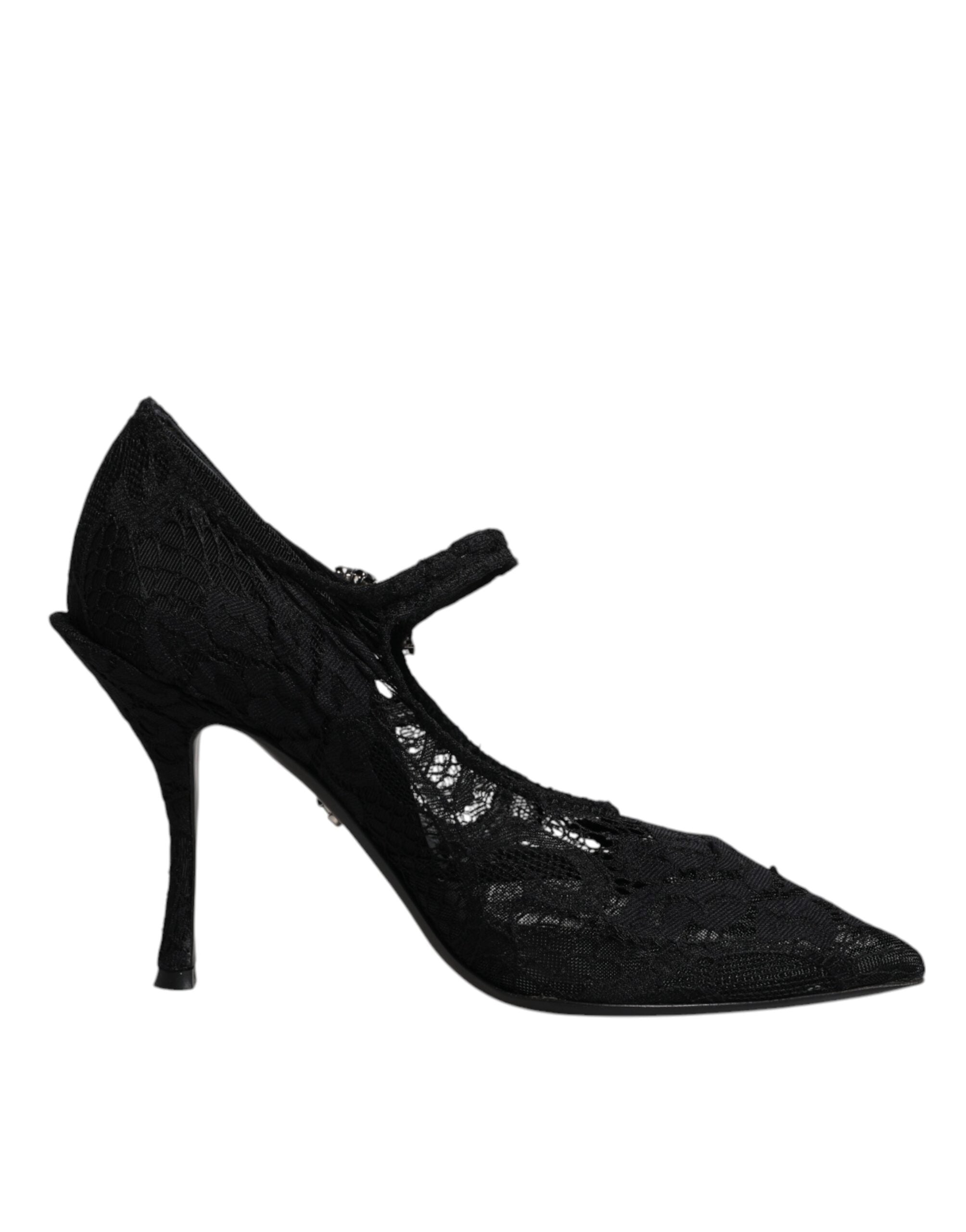 Dolce & Gabbana Black Lace Crystals Mary Jane Pumps Women's Shoes (Pre-Owned)
