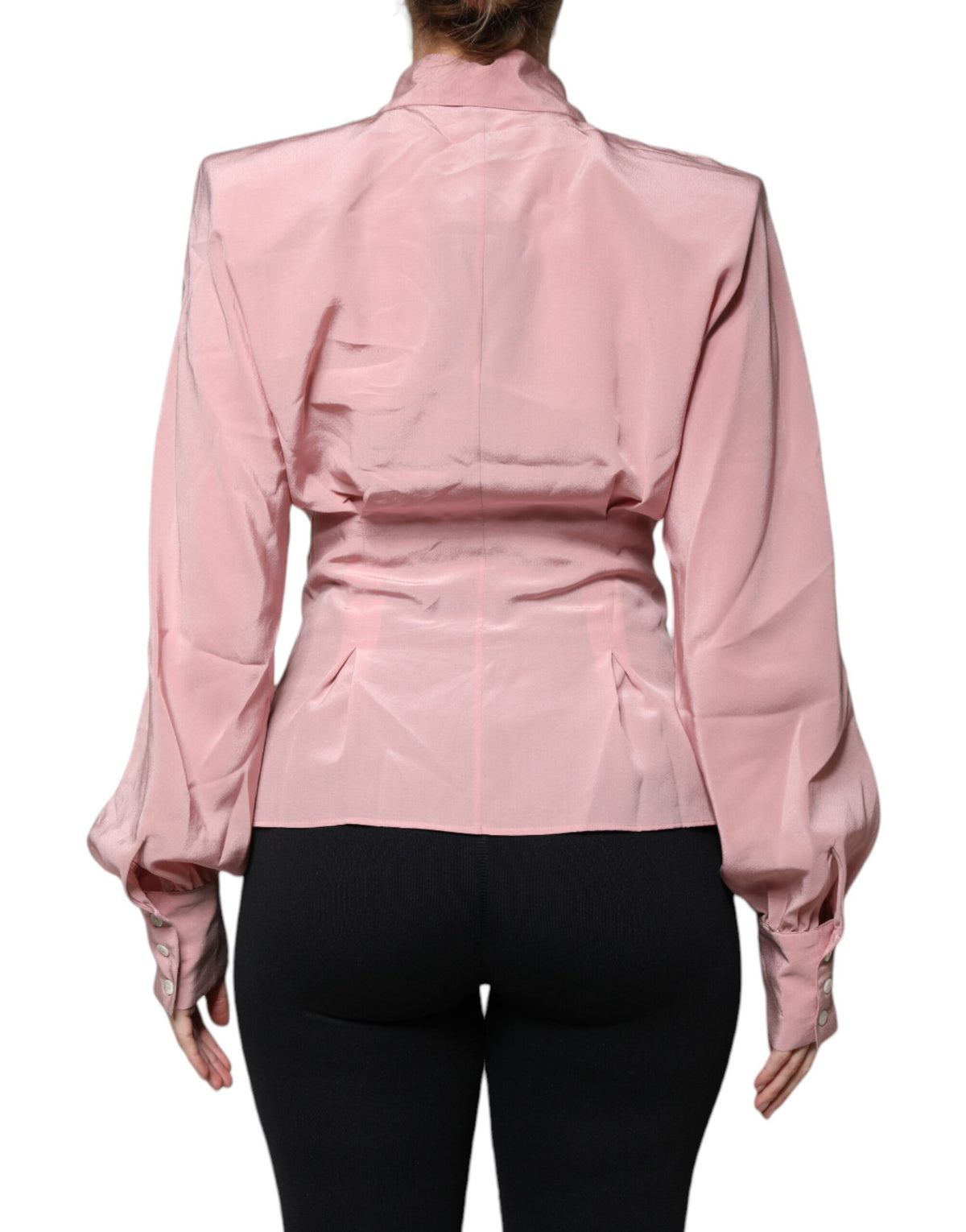Dolce & Gabbana Pink Cotton Long Sleeves Collared Blouse Women's Top