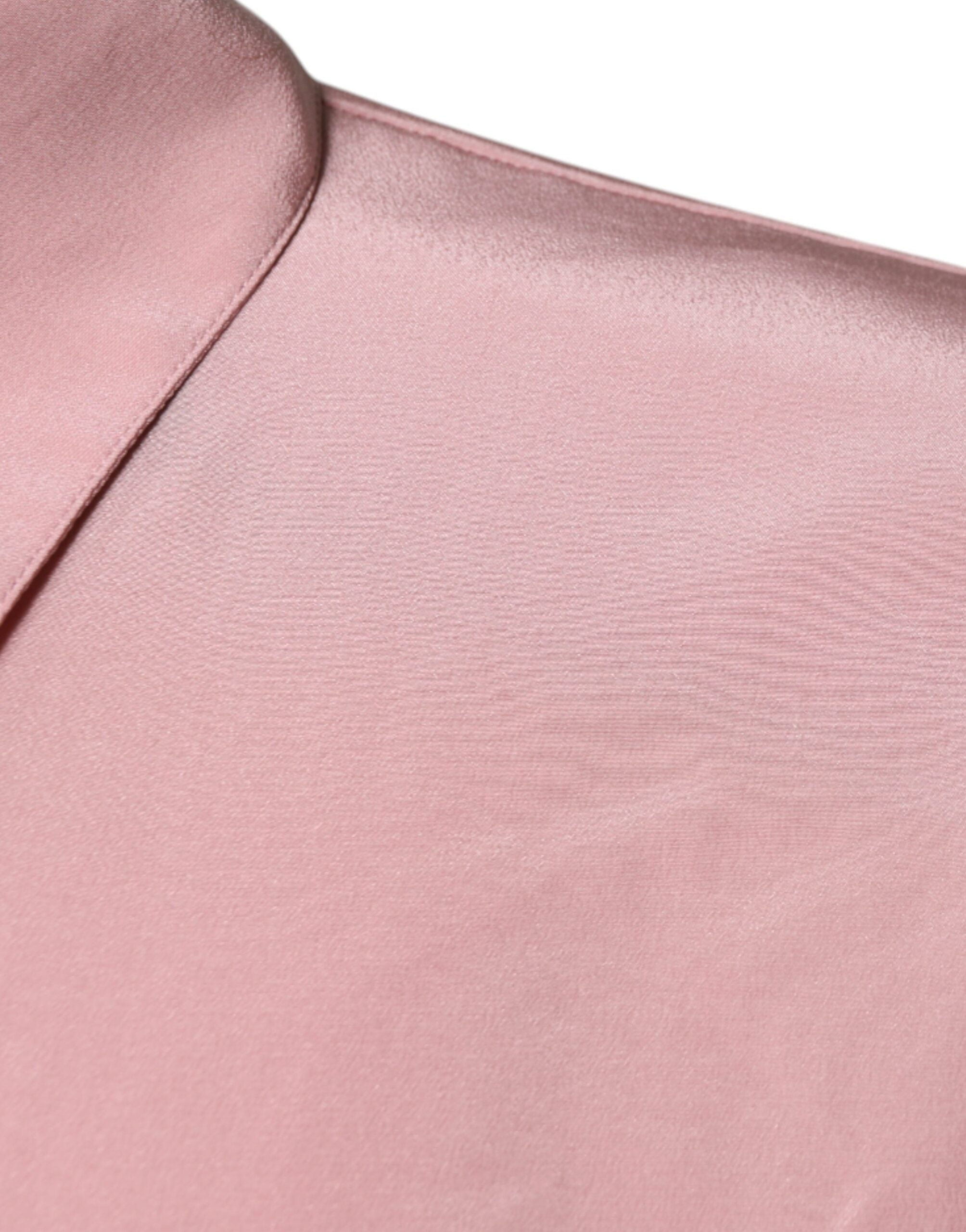 Dolce & Gabbana Pink Cotton Long Sleeves Collared Blouse Women's Top