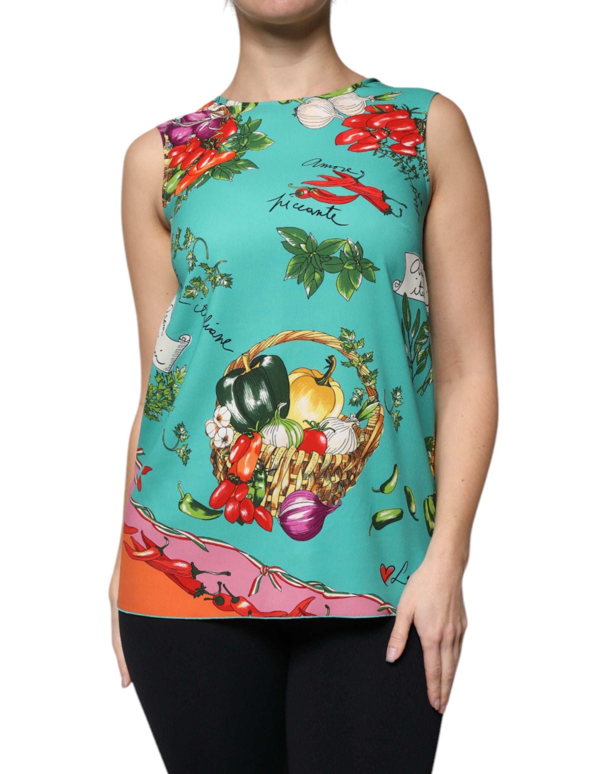 Dolce & Gabbana Multicolor Vegetables Sleeveless Tank Women's Top