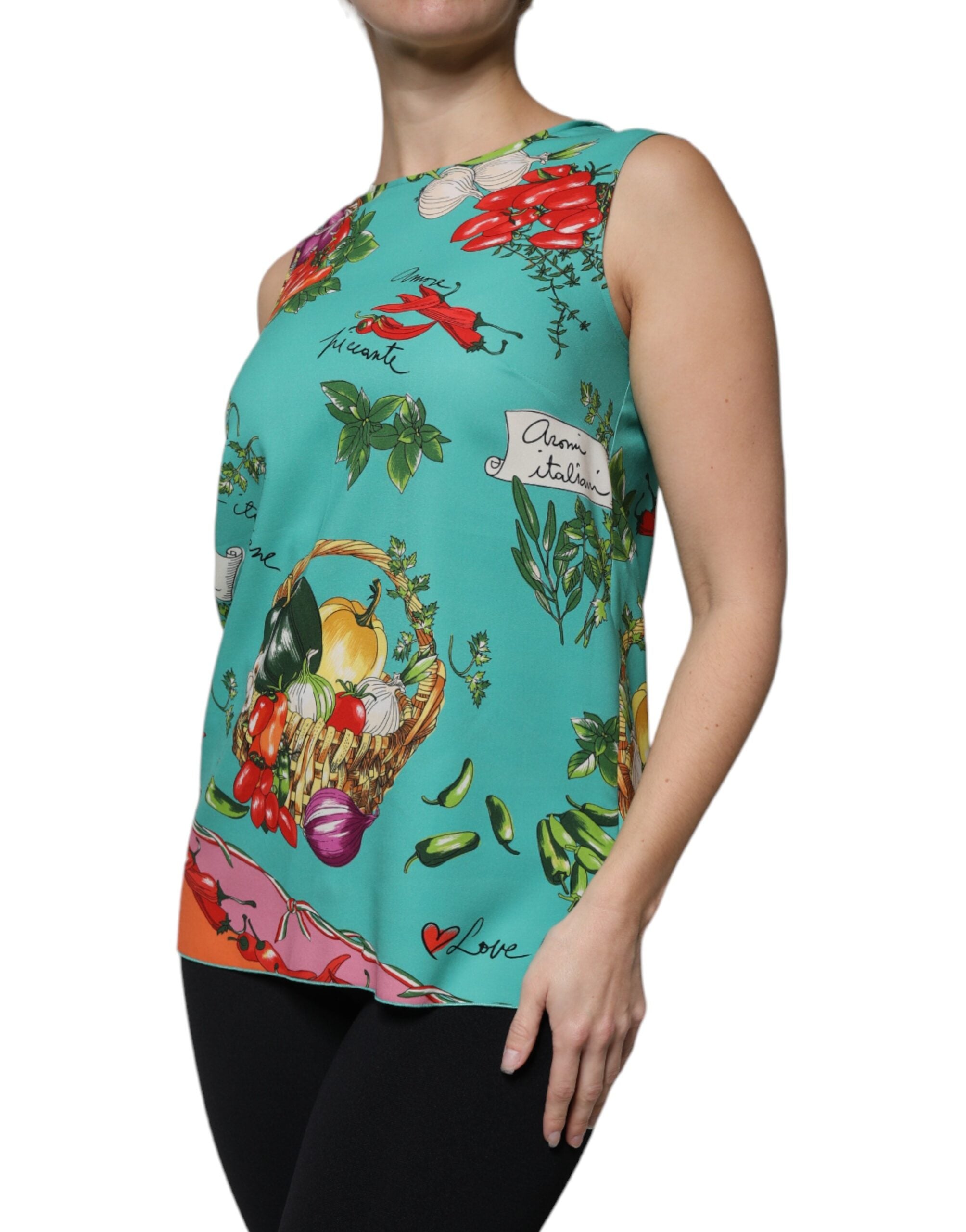 Dolce & Gabbana Multicolor Vegetables Sleeveless Tank Women's Top