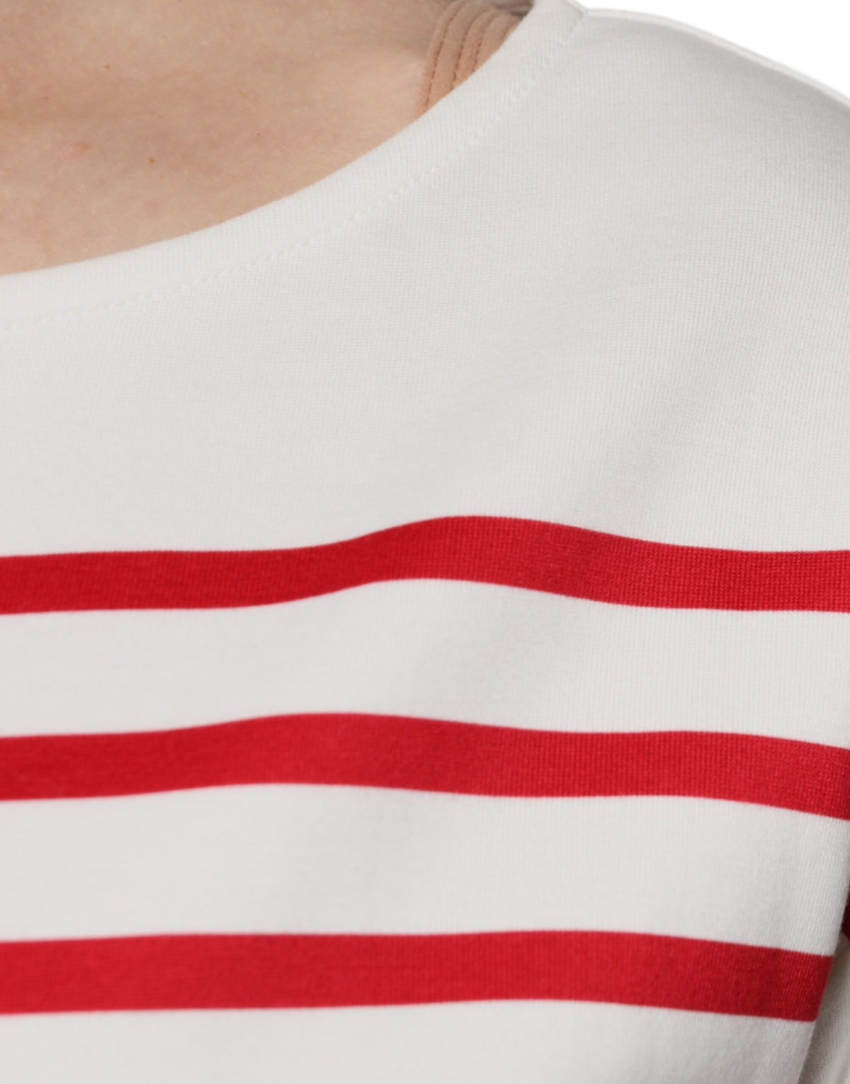 Dolce & Gabbana White Red Stripes Cotton Long Sleeves Women's Top (Pre-Owned)