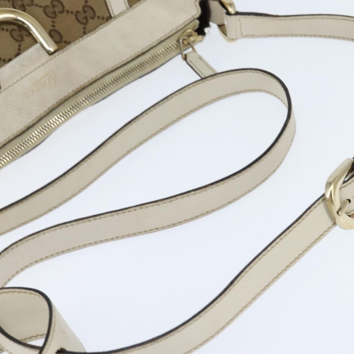 Gucci D Ring Messenger Gg Canvas And Leather Beige Canvas Shoulder Bag Bag (Pre-Owned)
