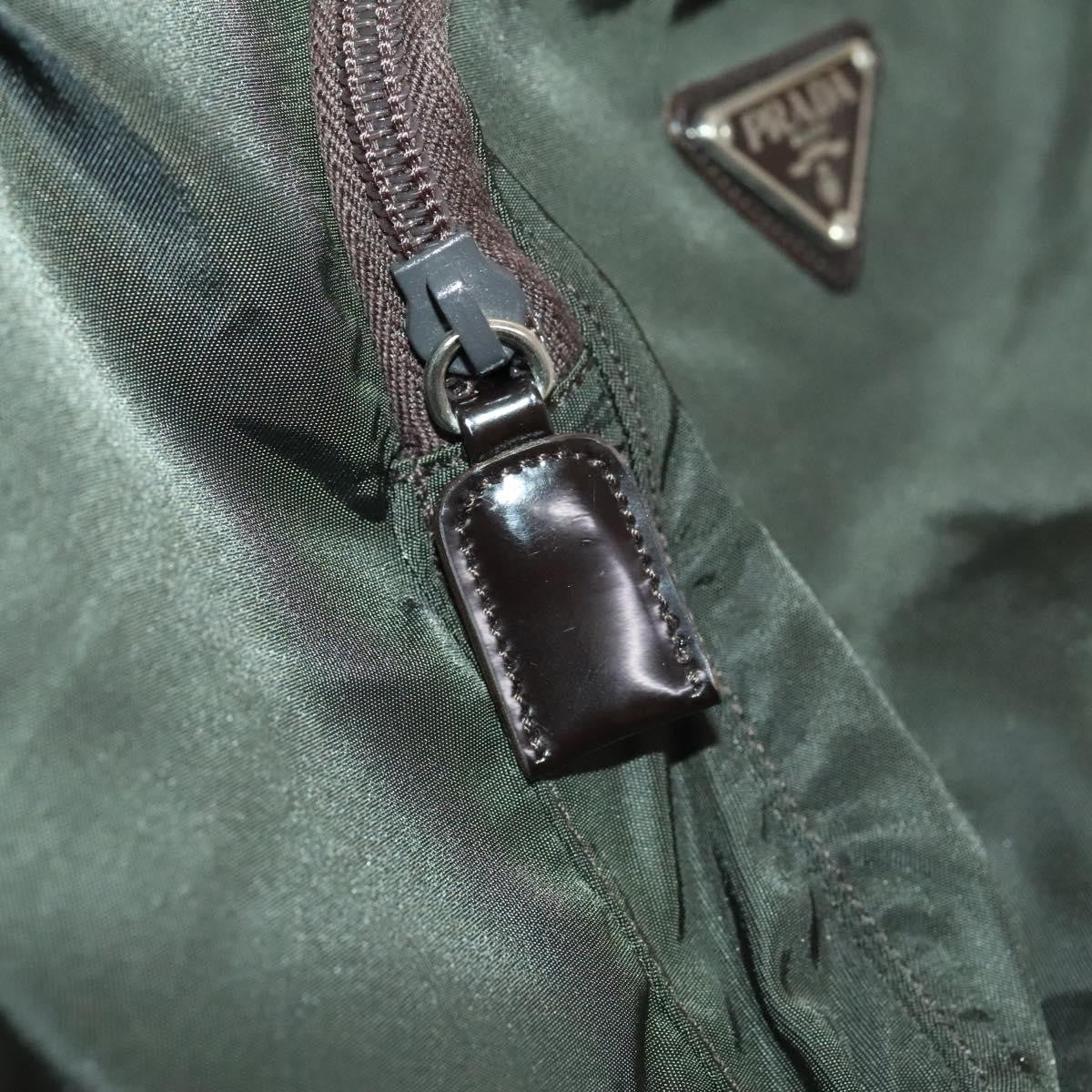 Prada Front Pocket Buckle Nylon Khaki Nylon Backpack Bag (Pre-Owned)