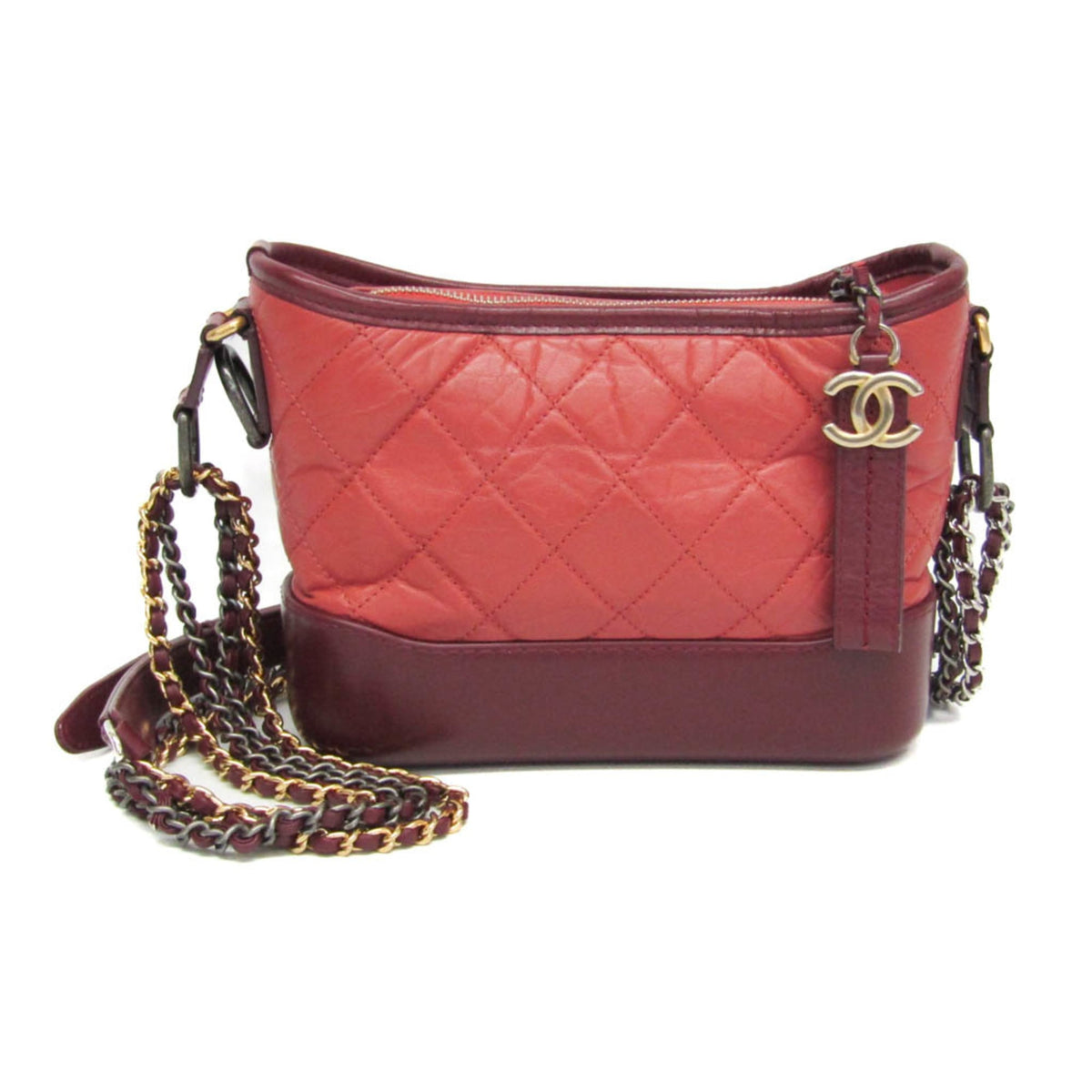 Chanel Gabrielle Hobo Quilted Aged Calfskin Pink Leather Shoulder Bag Bag (Pre-Owned)