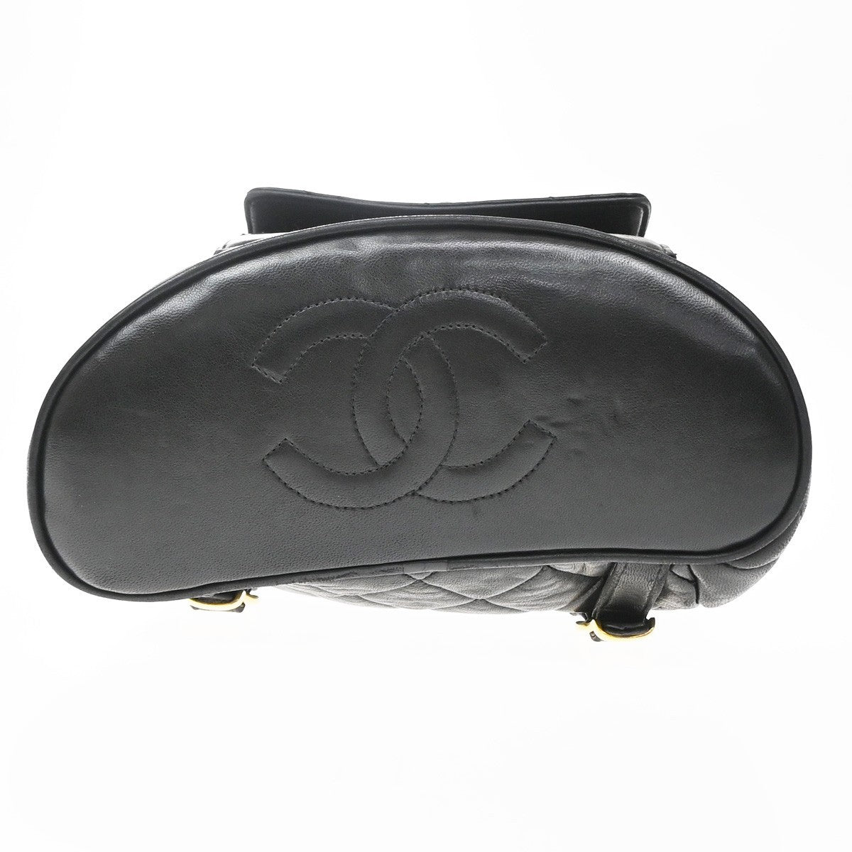 Chanel Vintage Cc Pocket Quilted Lambskin Black Leather Backpack Bag (Pre-Owned)