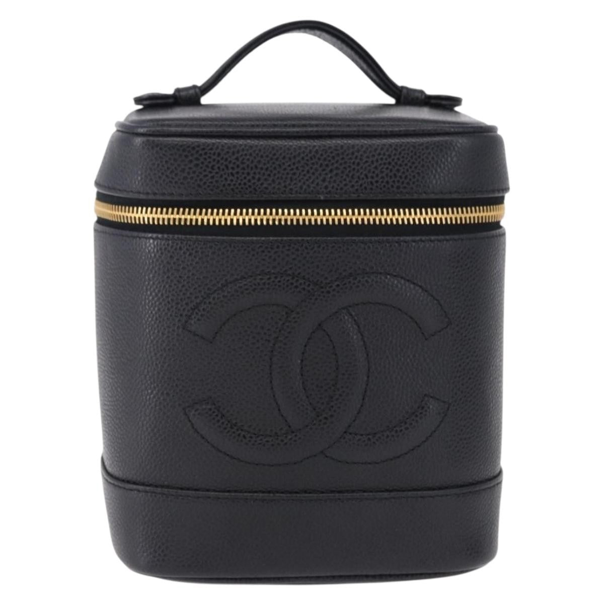 Chanel Vintage Timeless Vanity Case Caviar Black Calfskin Handbag (Pre-Owned)