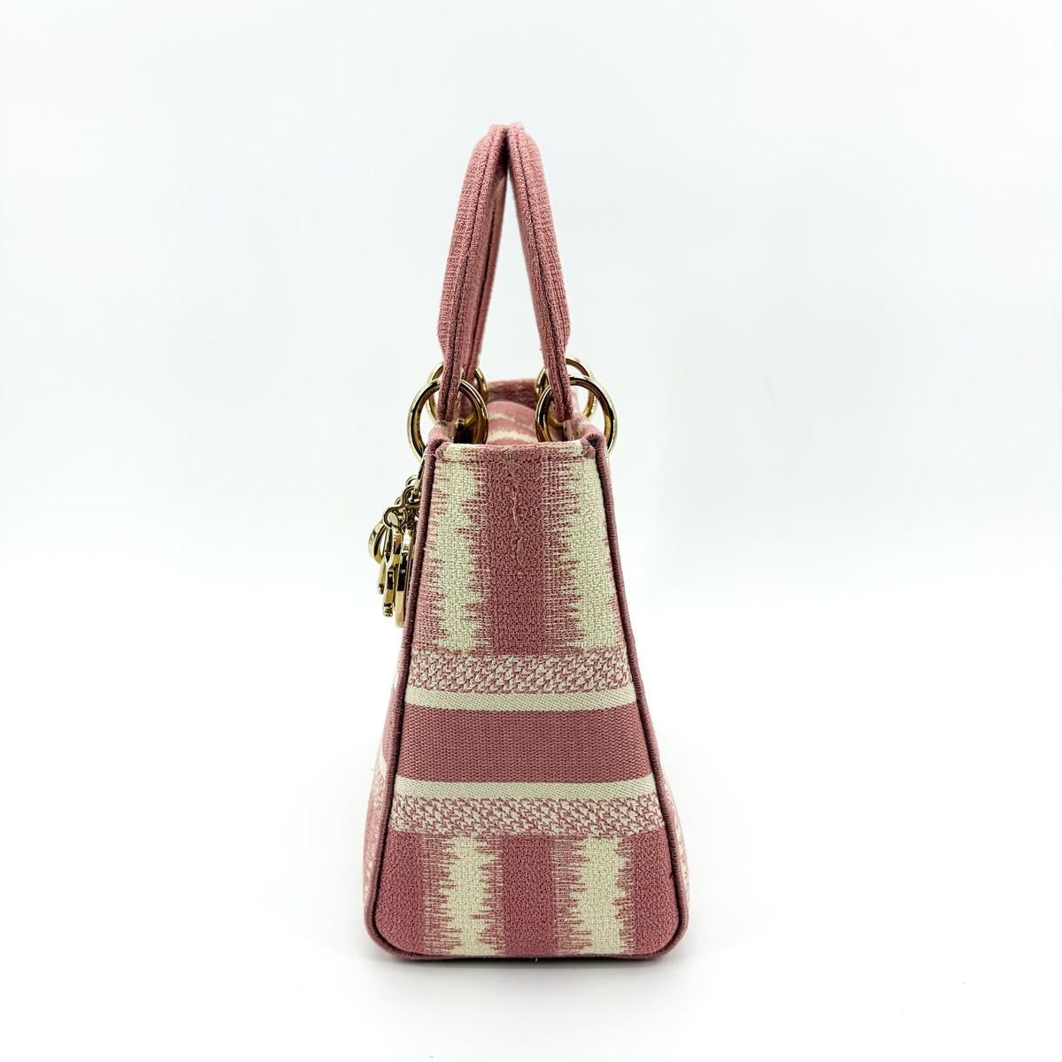 Christian Dior Lady D-Lite Embroidered Canvas Pink Canvas Handbag (Pre-Owned)