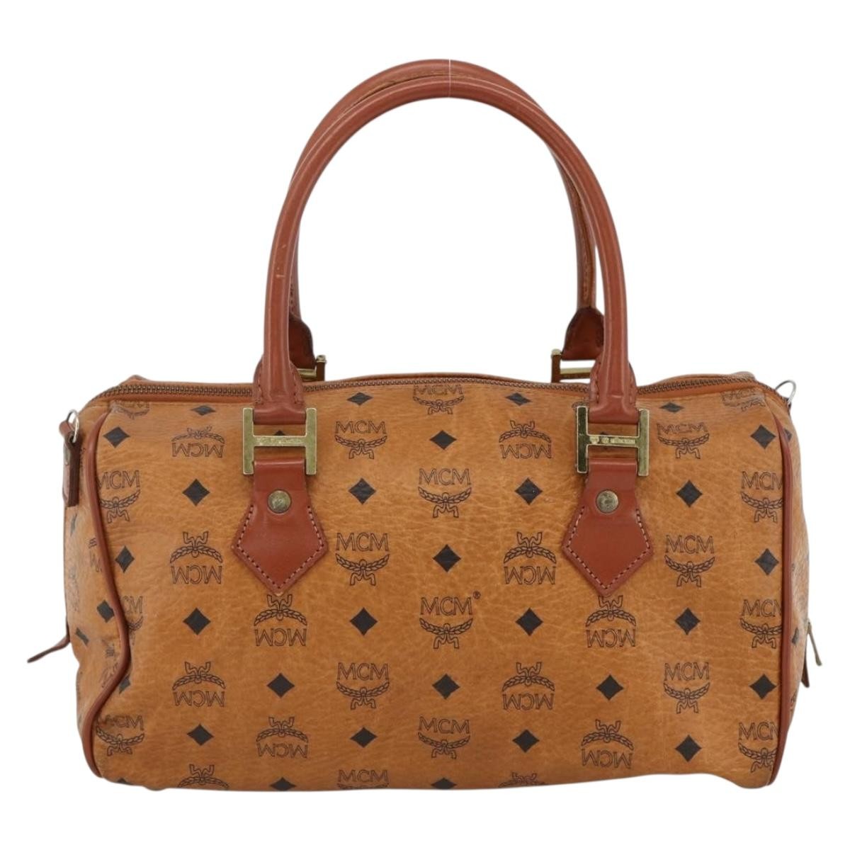 MCM Visetos Logogramme Leather Brown Leather Handbag (Pre-Owned)