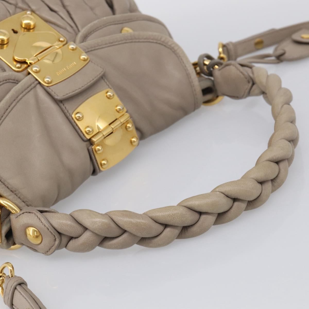 Miu Miu Coffer Hobo Matelasse Leather Beige Leather Handbag (Pre-Owned)