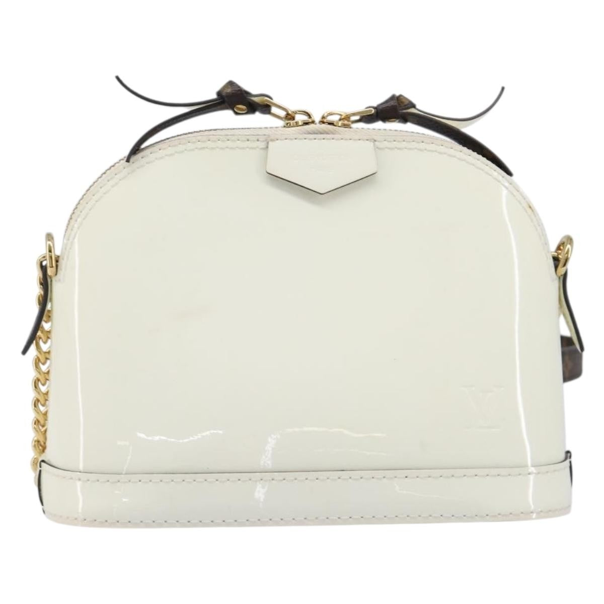 Louis Vuitton Alma Chain Vernis With Monogram Canvas White Patent_Leather Handbag (Pre-Owned)