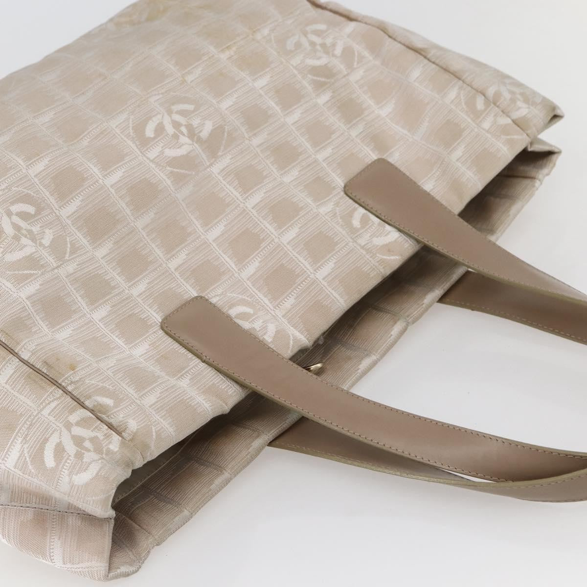 Chanel Travel Line Tote Nylon Beige Nylon Bag (Pre-Owned)