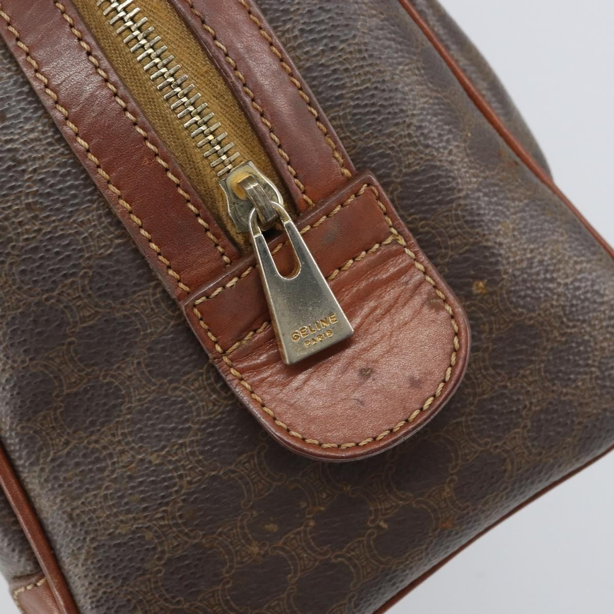 Celine Vintage Macadam Shopper Coated Canvas Brown Pvc Tote Bag Bag (Pre-Owned)