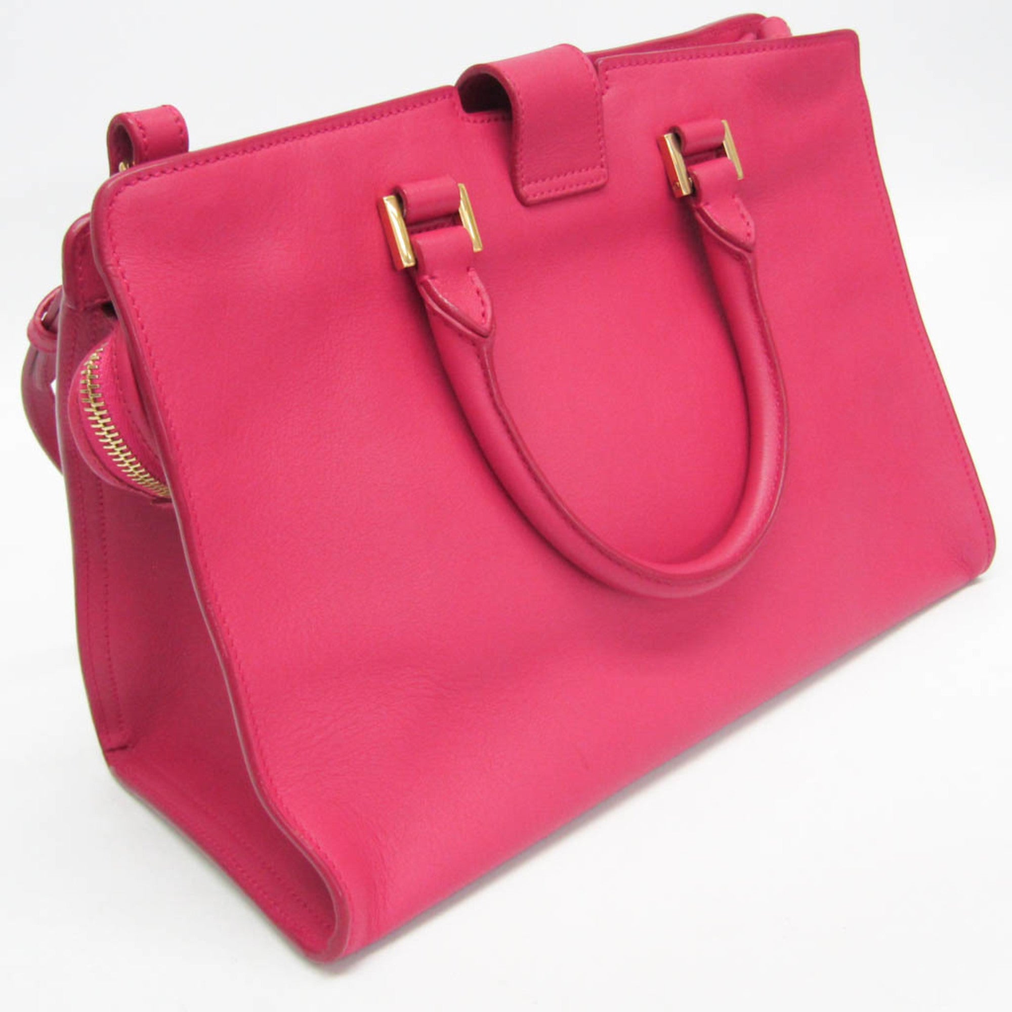 Saint Laurent Classic Y Cabas Leather Pink Leather Handbag (Pre-Owned)
