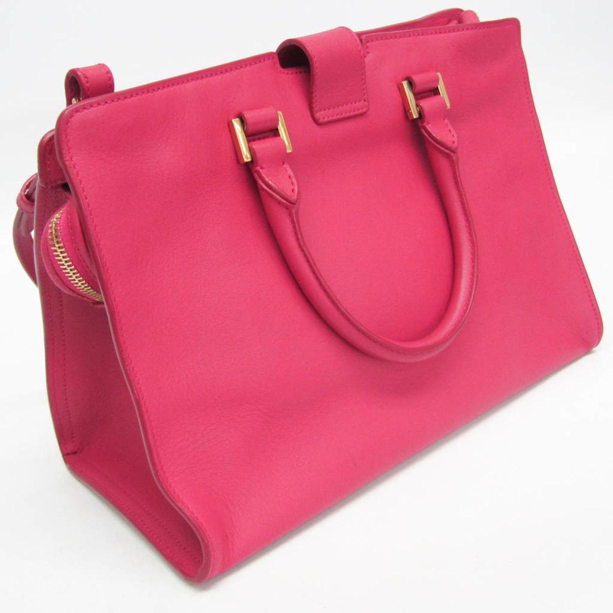 Saint Laurent Classic Y Cabas Leather Pink Leather Handbag (Pre-Owned)