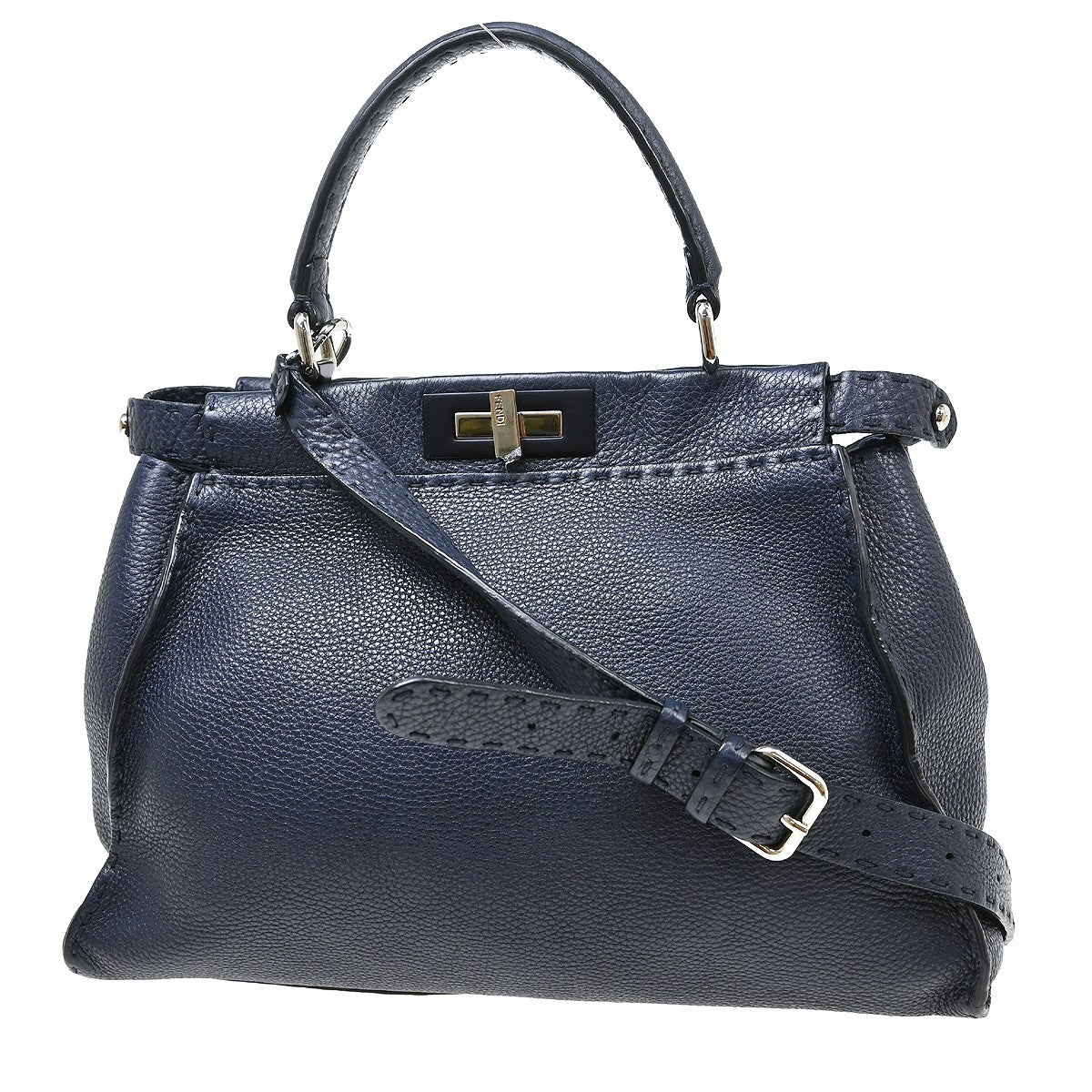 Fendi Peekaboo Soft Leather Navy Leather Handbag (Pre-Owned)