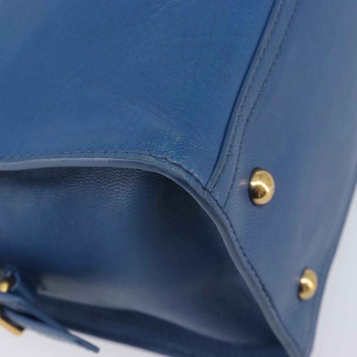 Saint Laurent Chyc Cabas Leather Blue Leather Tote Bag Bag (Pre-Owned)
