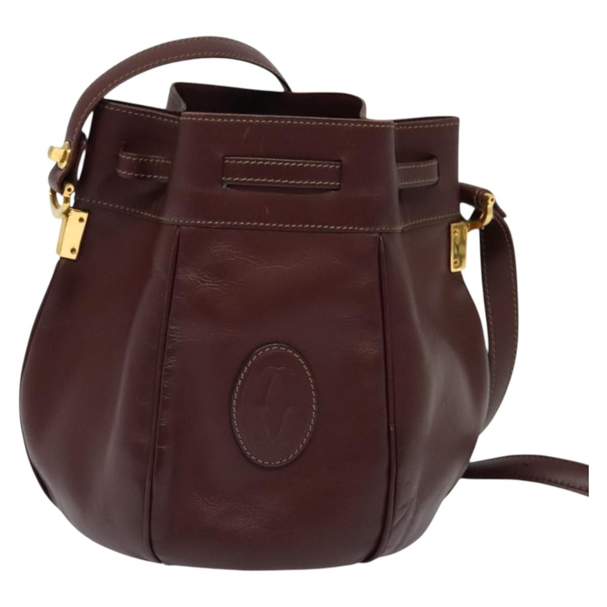 Cartier Must De Cartier Leather Burgundy Leather Shoulder Bag Bag (Pre-Owned)