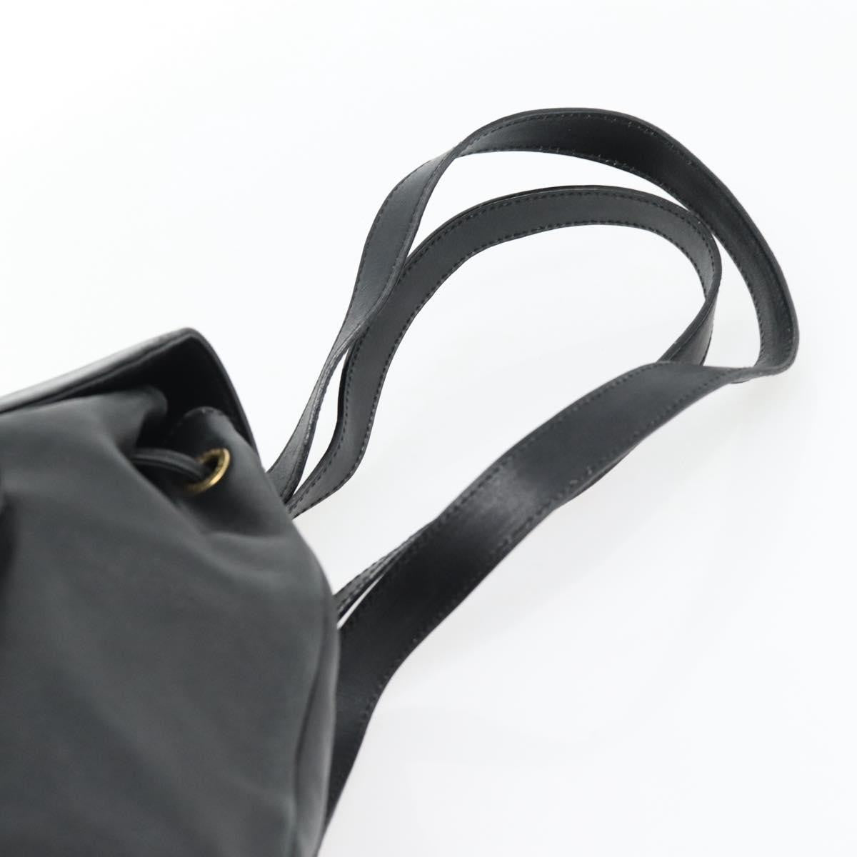 Gucci Vintage Bamboo Leather Black Leather Backpack Bag (Pre-Owned)