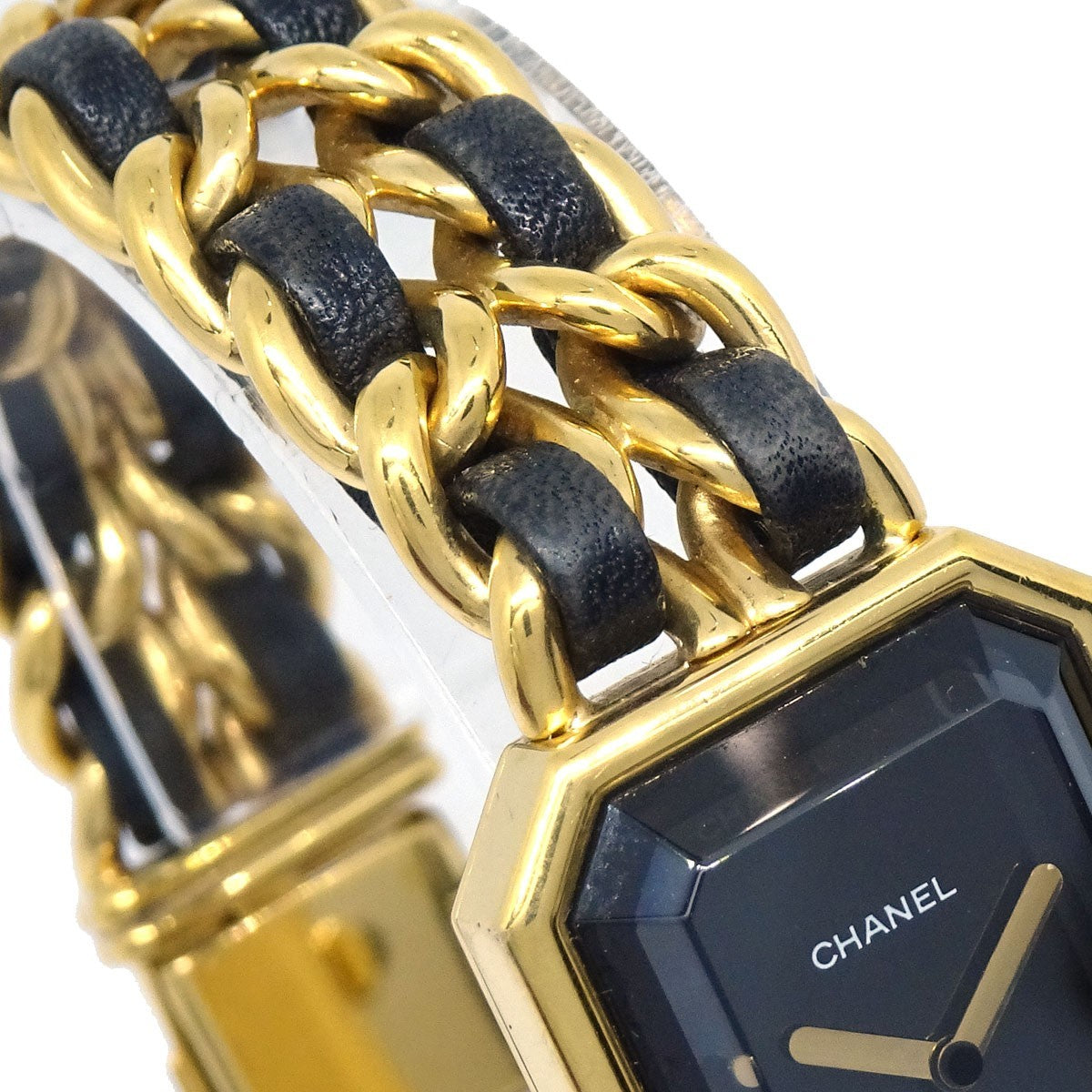 Chanel Premiere Rock Quartz Plated Metal And Leather Watch (Pre-Owned)