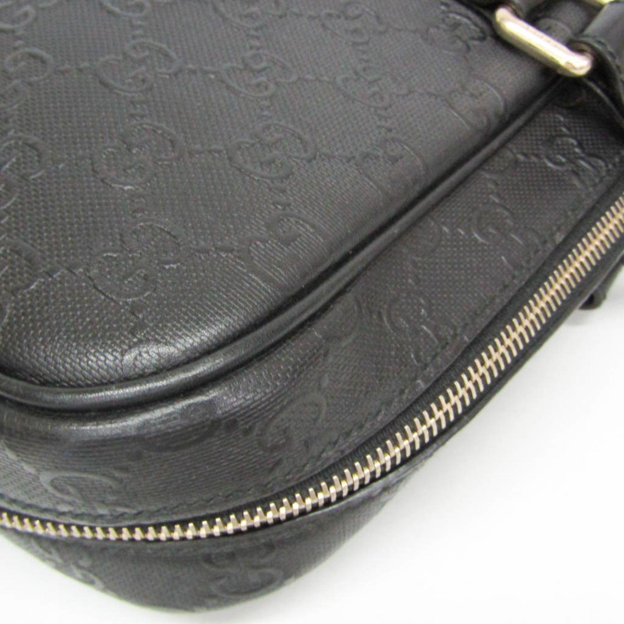 Gucci Convertible Briefcase Guccissima Leather Black Leather Briefcase Bag (Pre-Owned)