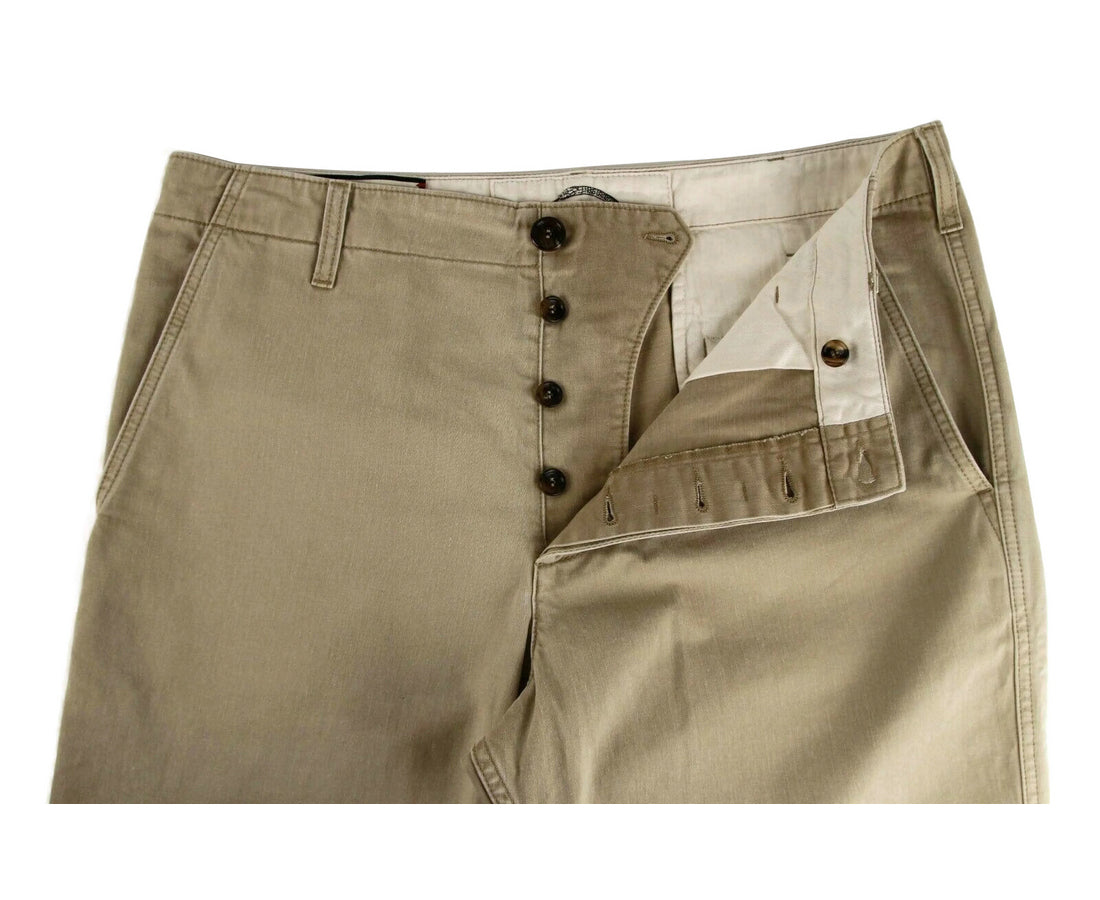 Gucci Men's Light Brown Washed Cotton Pant With Gucci Print on Back 489281 2028