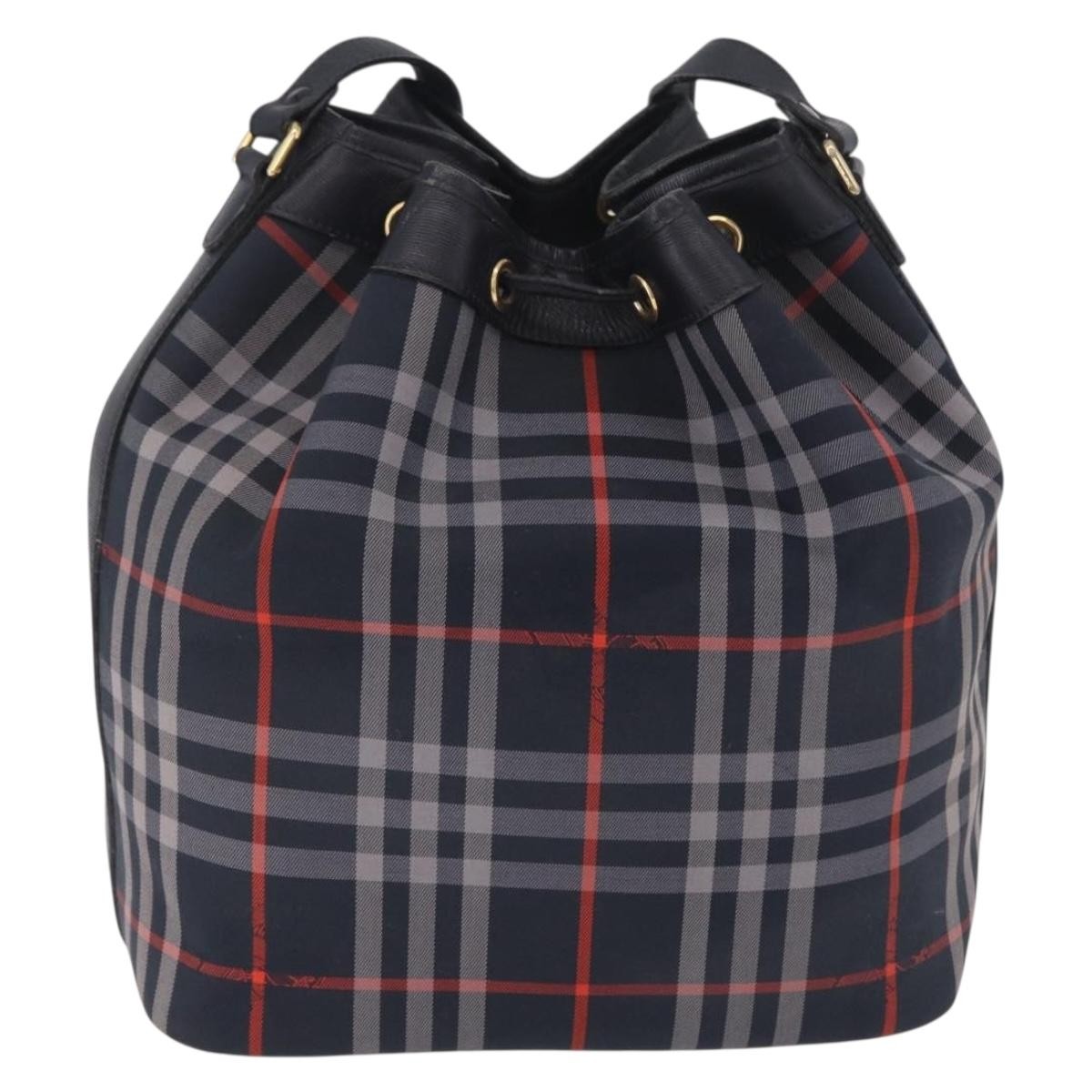 Burberry Nova Check Shoulder Bag Canvas Black Canvas Shoulder Bag Bag (Pre-Owned)