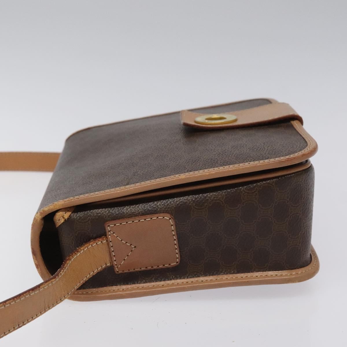 Celine Vintage Macadam Canvas And Leather Brown Canvas Shoulder Bag Bag (Pre-Owned)