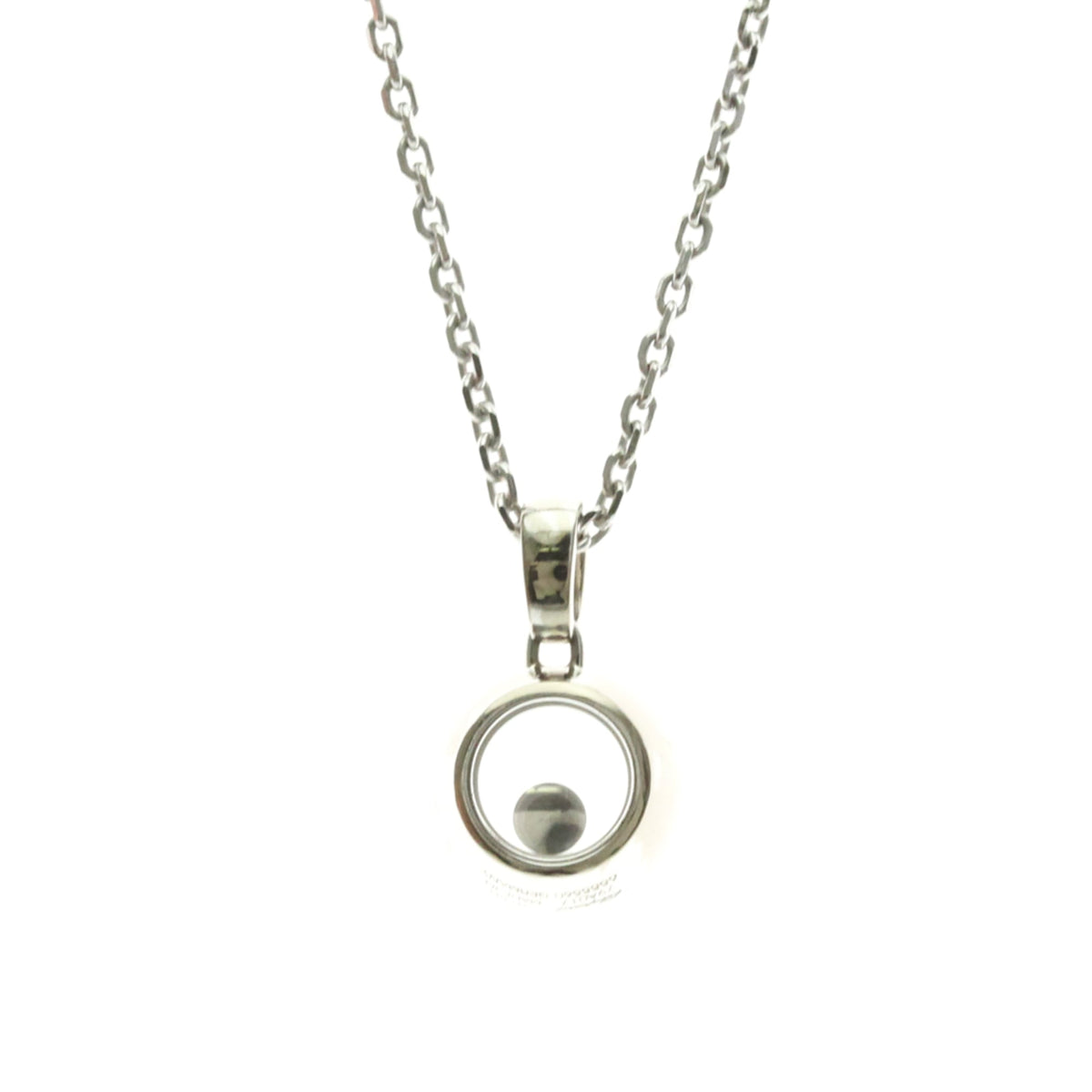 Chopard Happy Diamonds Round Pendant 18K White Gold With 1 Floating Diamond Silver White_Gold Necklace Jewelry (Pre-Owned)