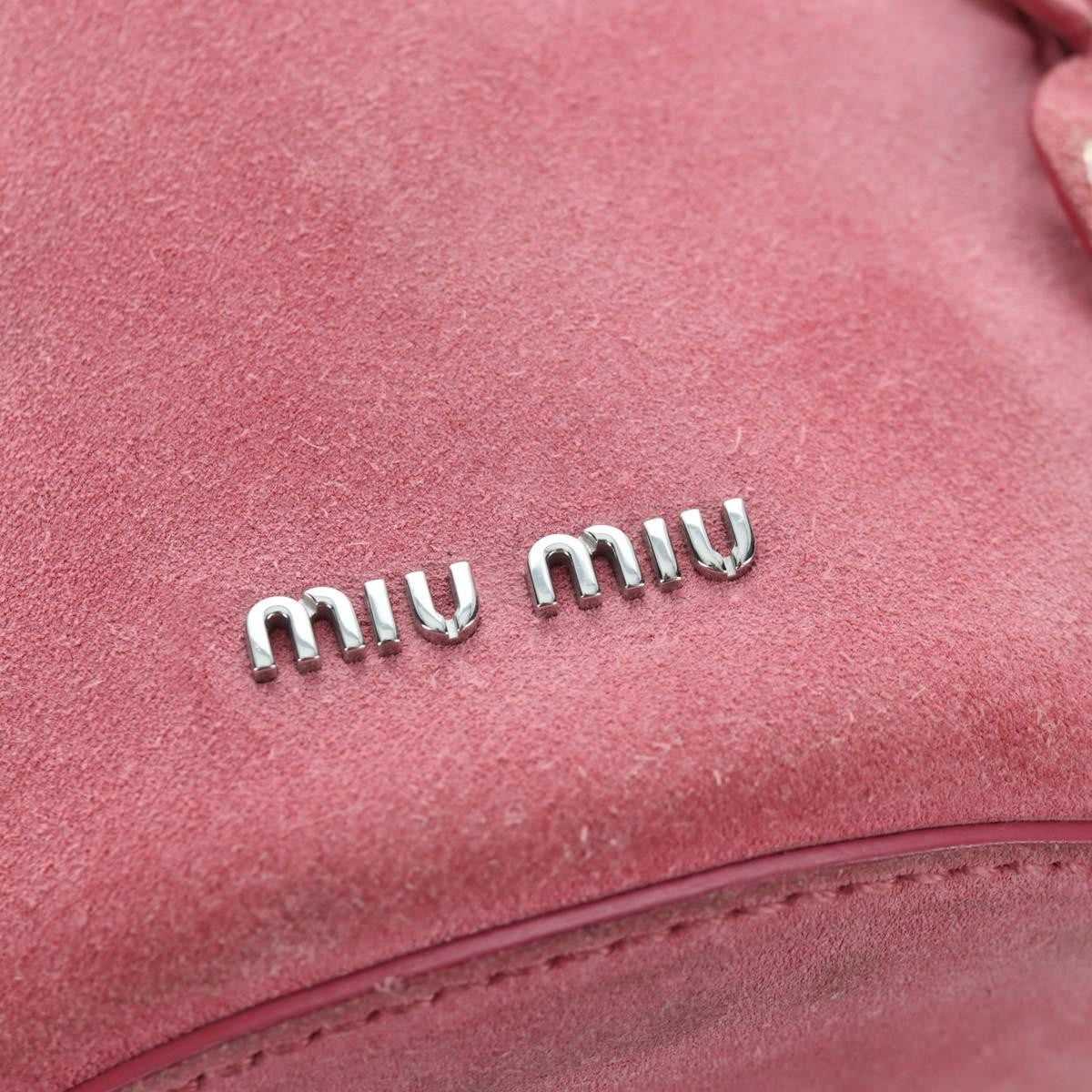 Miu Miu Convertible Bucket Leather With Applique Pink Suede Handbag (Pre-Owned)