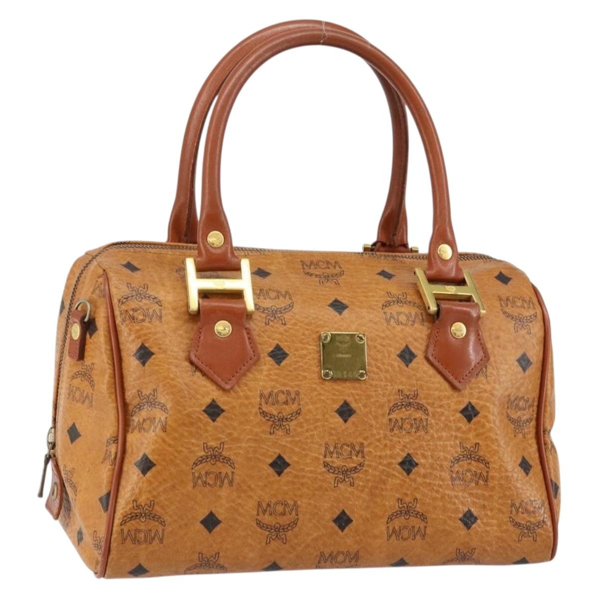MCM Visetos Logogramme Leather Brown Leather Handbag (Pre-Owned)