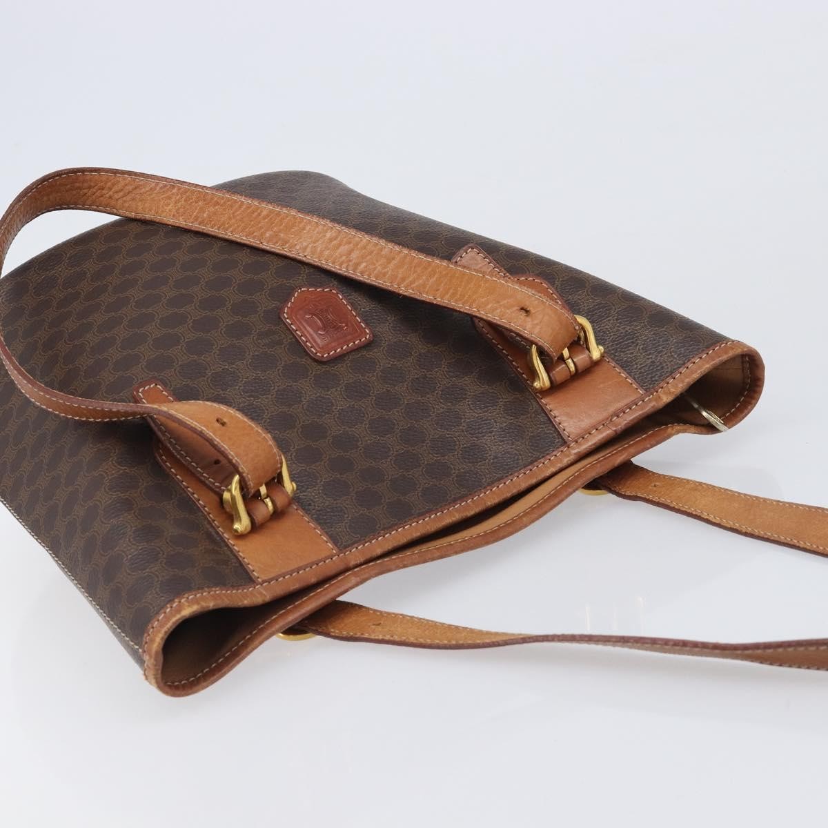 Celine Vintage Macadam Shopper Coated Canvas Brown Canvas Tote Bag Bag (Pre-Owned)