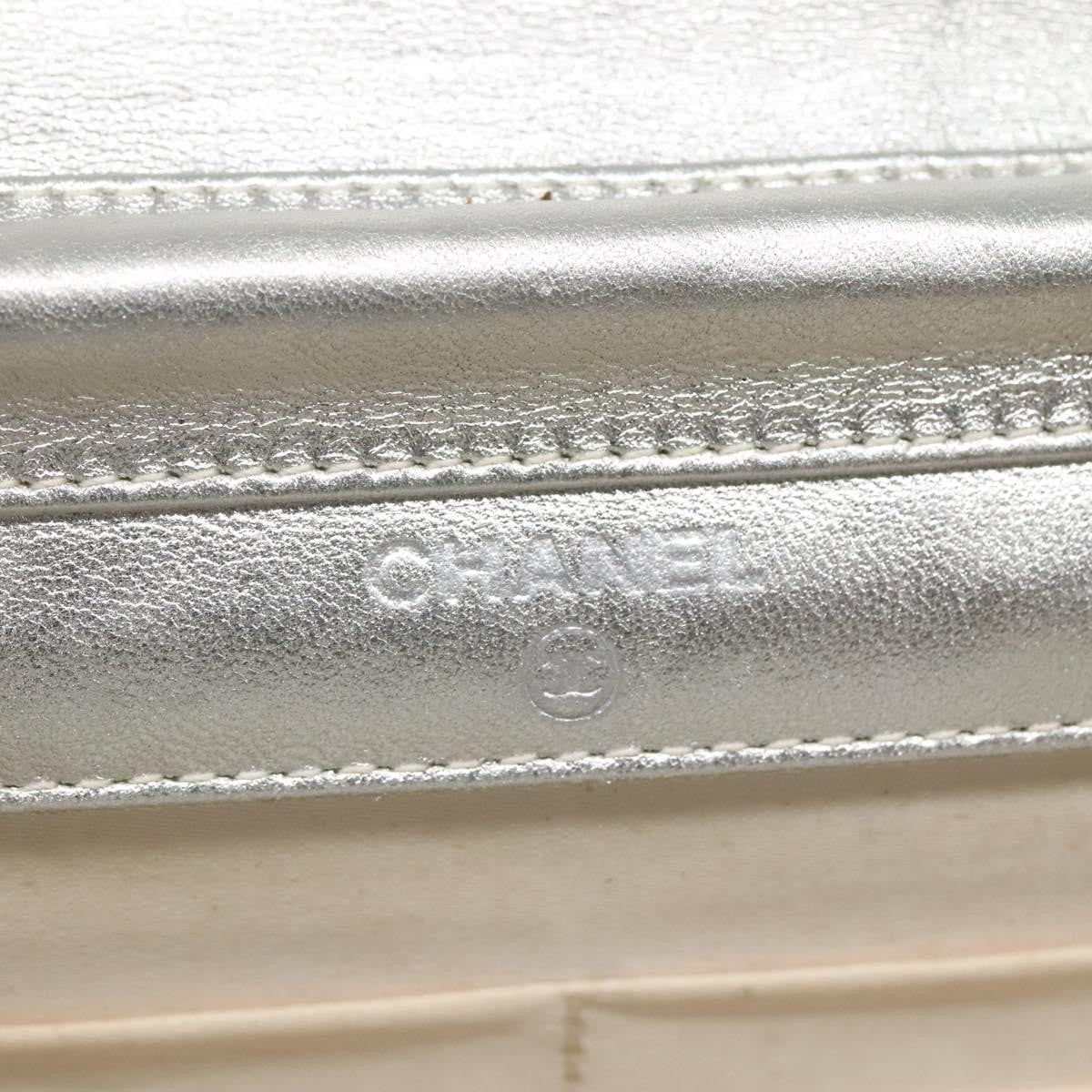Chanel Travel Line Wallet On Chain Quilted Nylon Silver Nylon Bag (Pre-Owned)