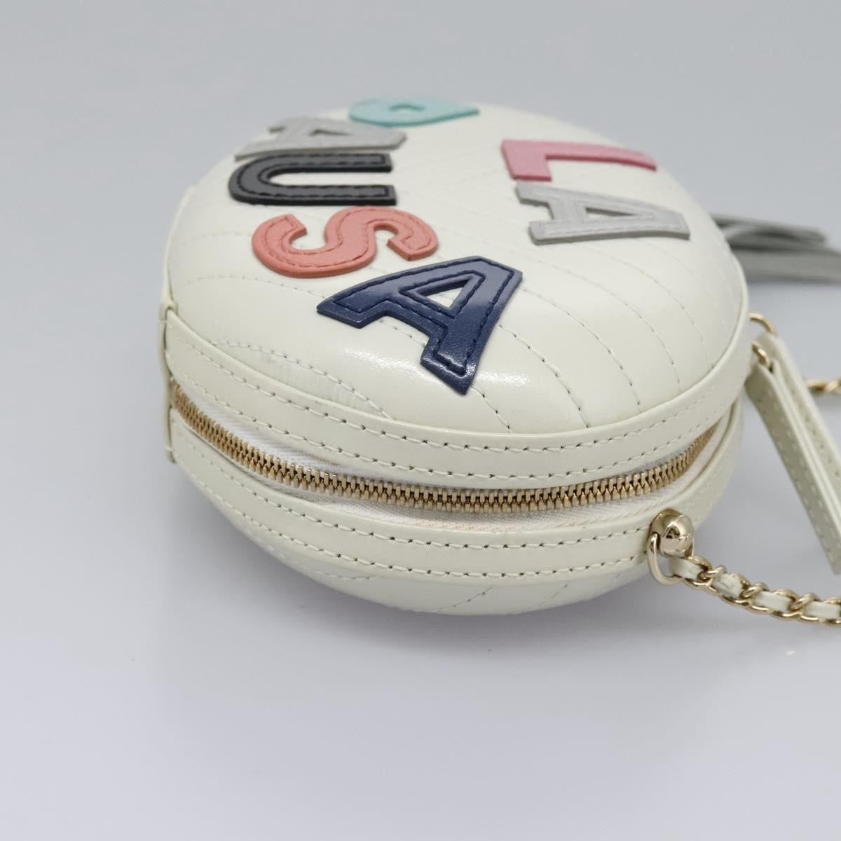 Chanel La Pausa Evening Chevron Lambskin With Applique White Leather Shoulder Bag Bag (Pre-Owned)