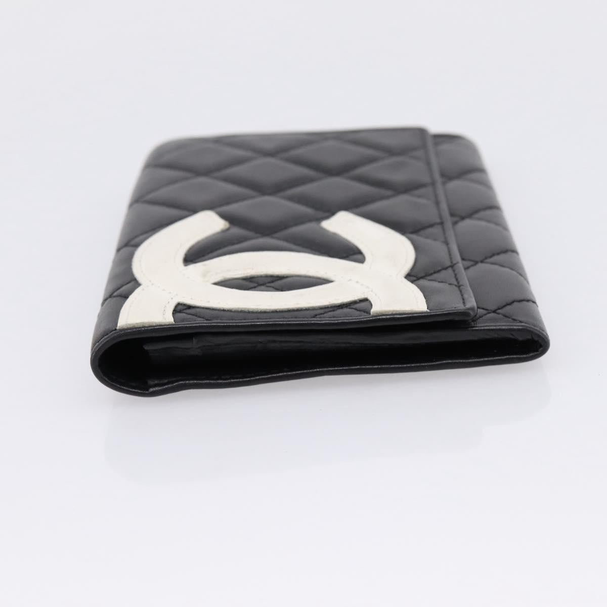 Chanel Cambon Flap Card Case Quilted Lambskin Black Leather Card Holders Accessory (Pre-Owned)