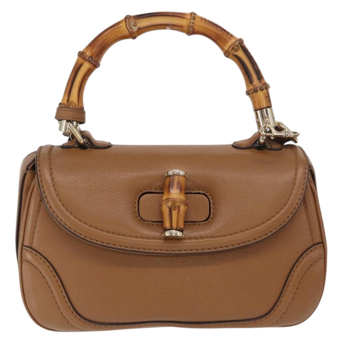Gucci New Bamboo 1921 Top Handle Leather Brown Leather Handbag (Pre-Owned)