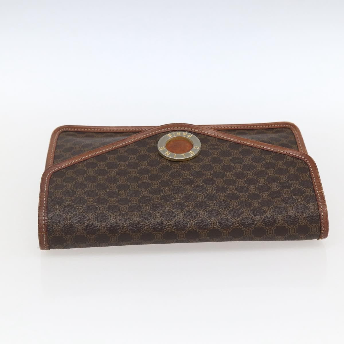 Celine Circle Logo Macadam Canvas And Leather Brown Canvas Clutche & Pouche Bag (Pre-Owned)